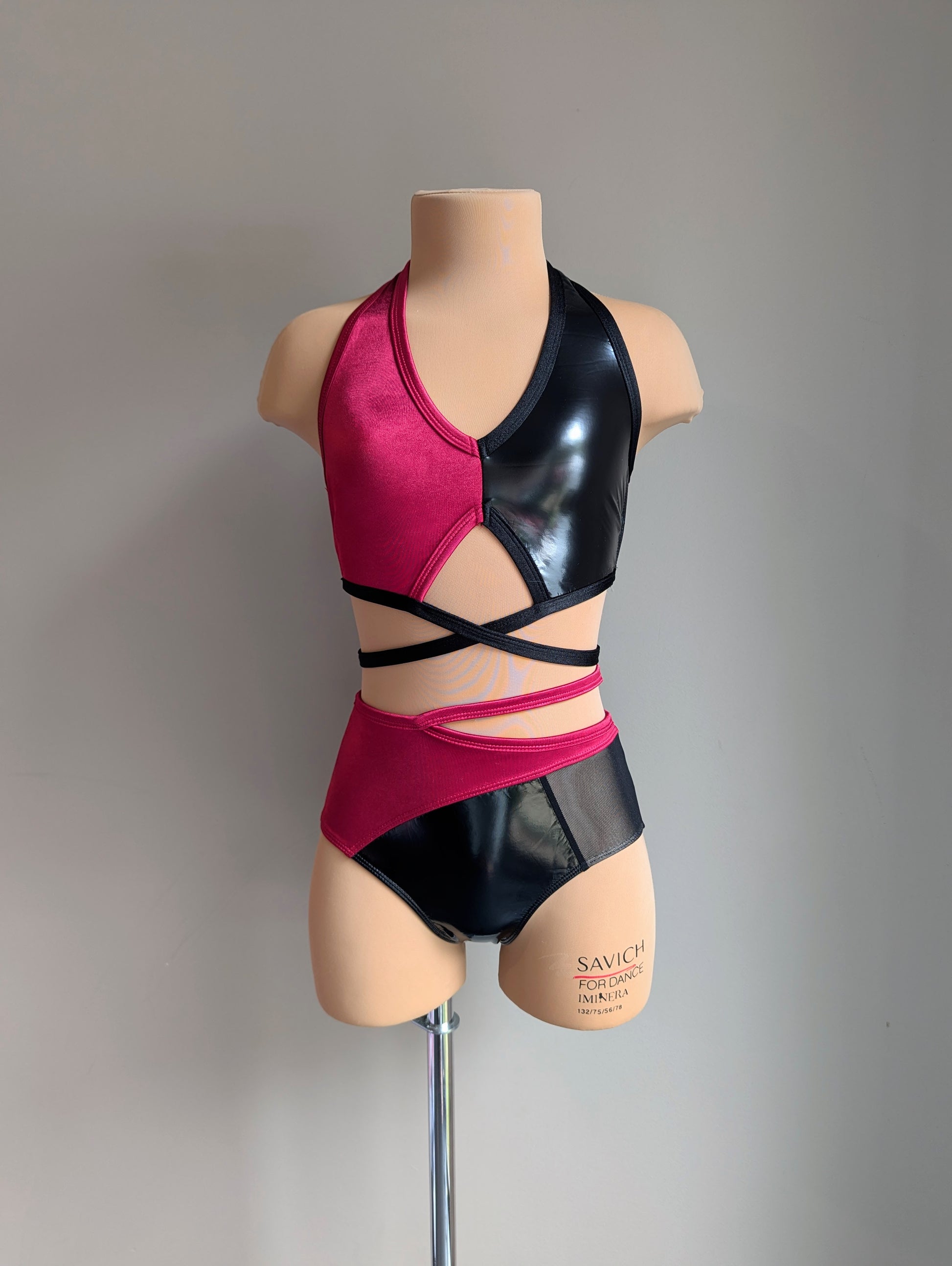 Crimson Liaison - Black PVC & Burgundy Satin 