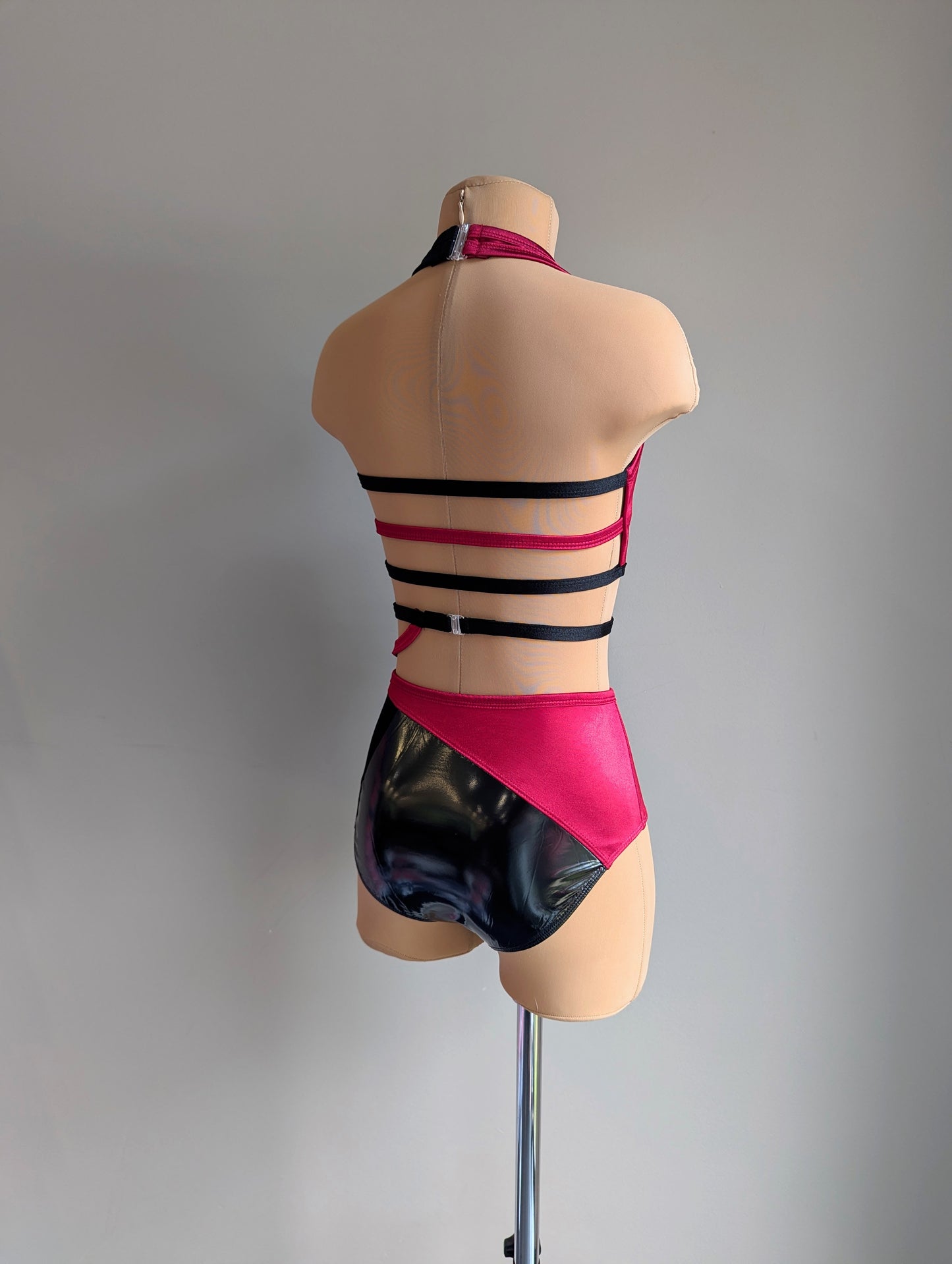 Crimson Liaison - Black PVC & Burgundy Satin 