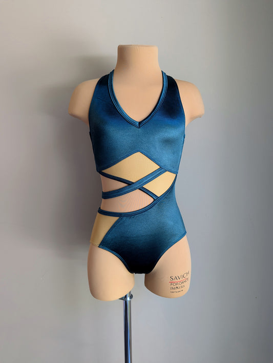 Rebellion Leotard - Dark Cyan Satin 