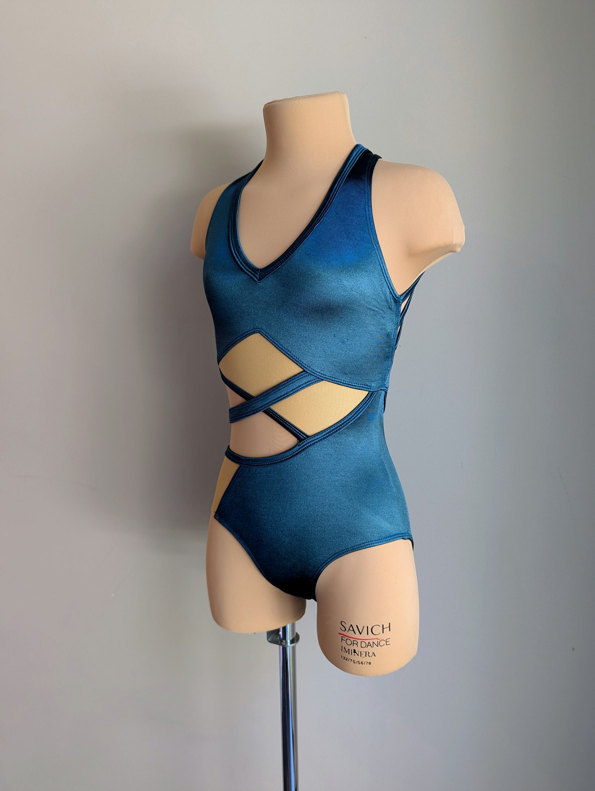 Rebellion Leotard - Dark Cyan Satin 