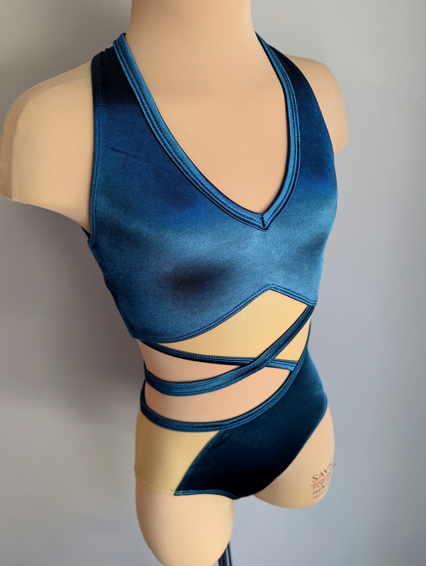 Rebellion Leotard - Dark Cyan Satin 