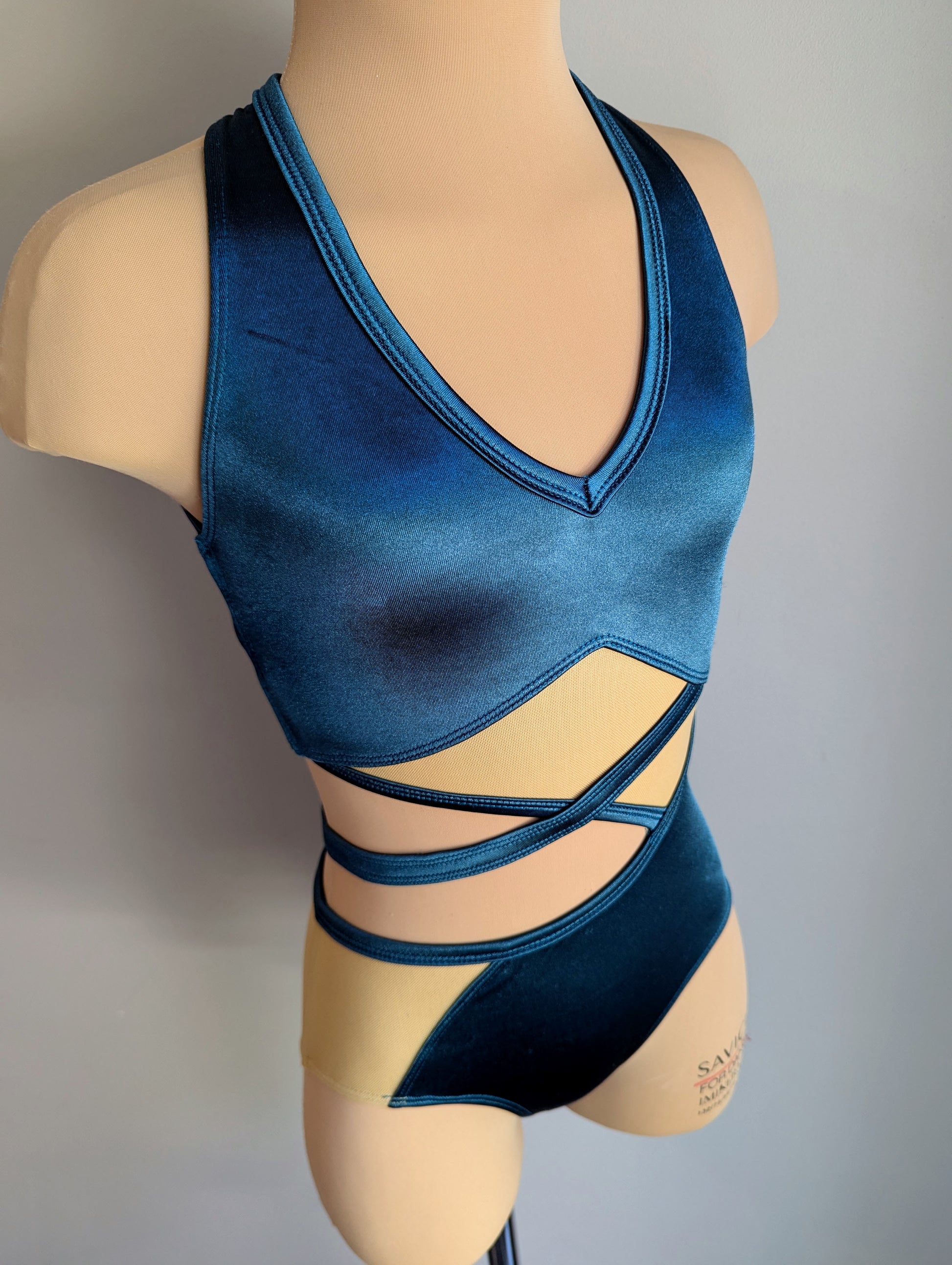 Rebellion Leotard - Dark Cyan Satin 