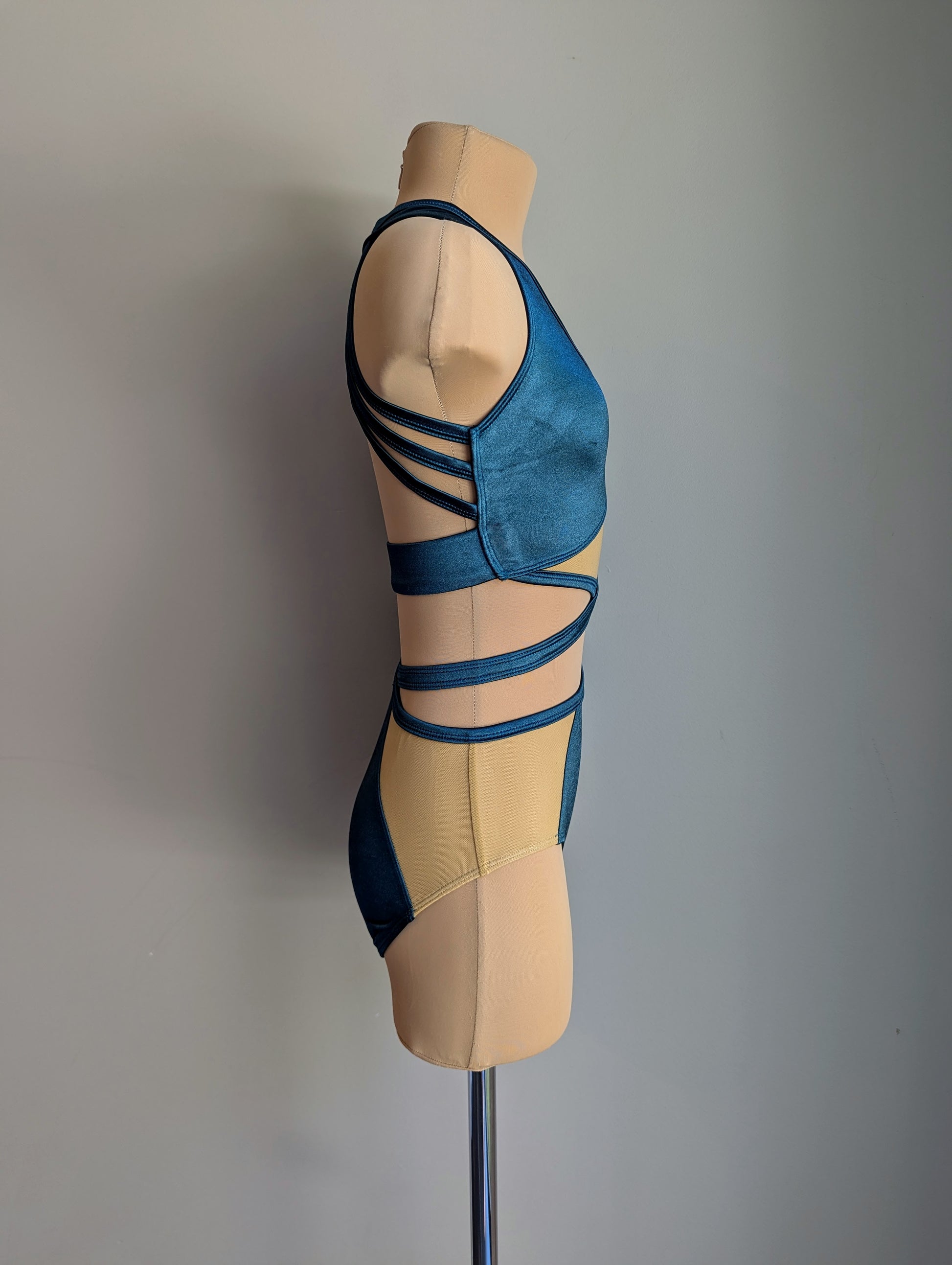 Rebellion Leotard - Dark Cyan Satin 