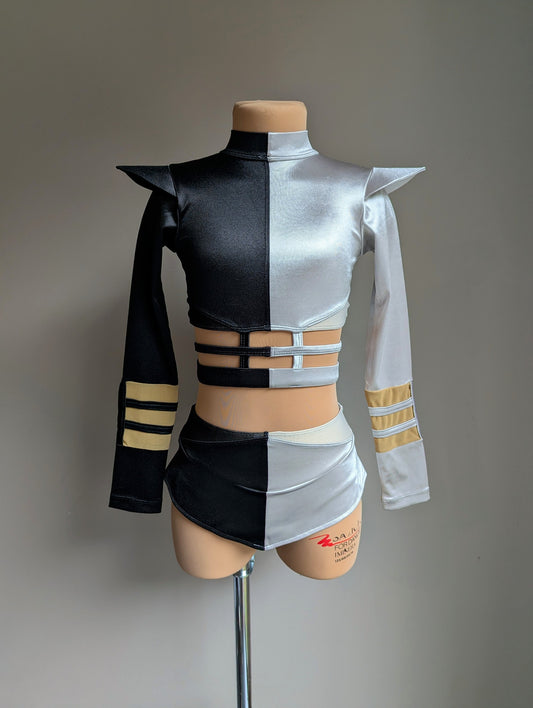 Divided Set - Black & Silver Satin 