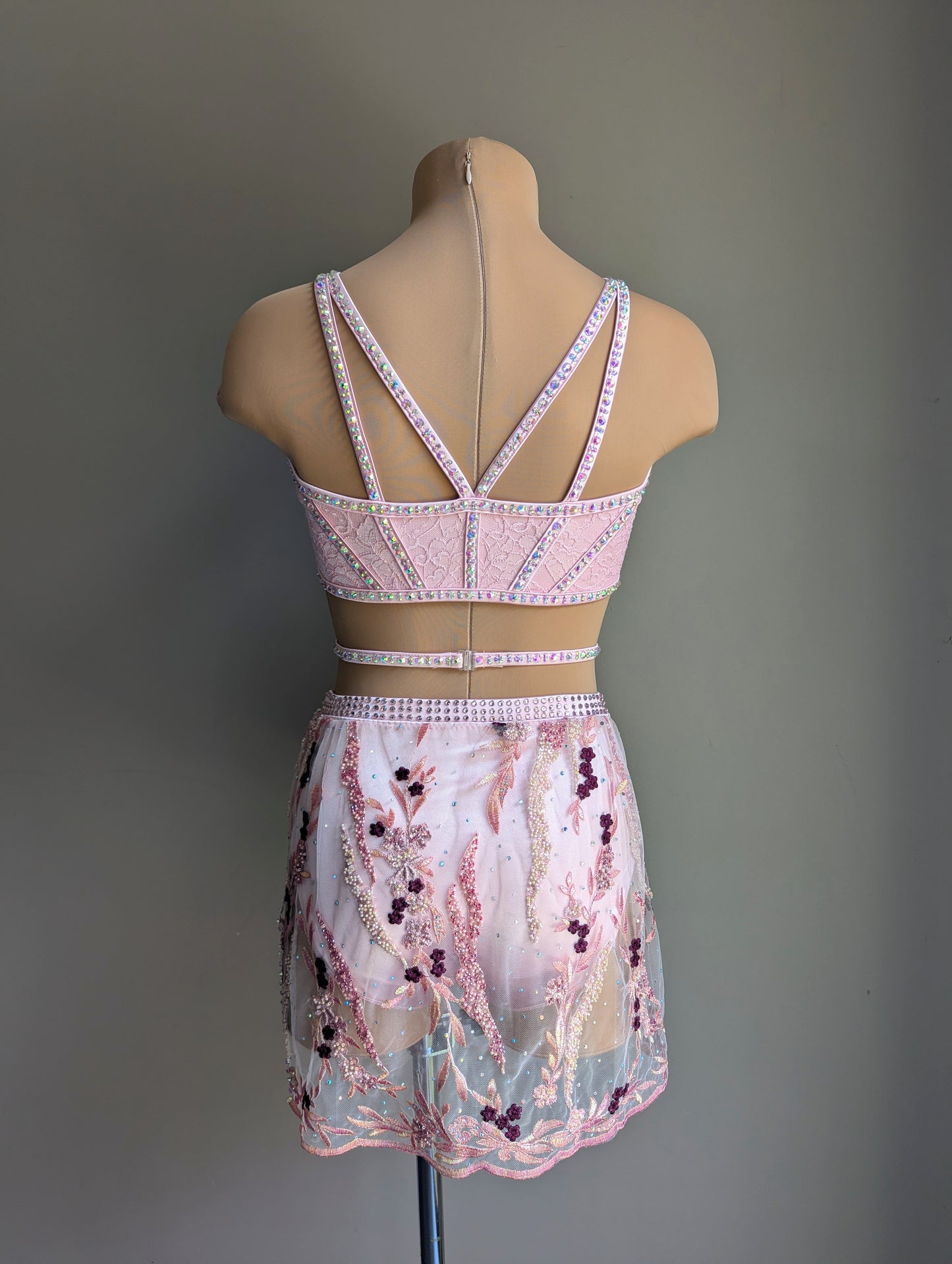 Cherish Bloom Pastel Pink Satin: Burgundy Accents - Limited Edition Costume 