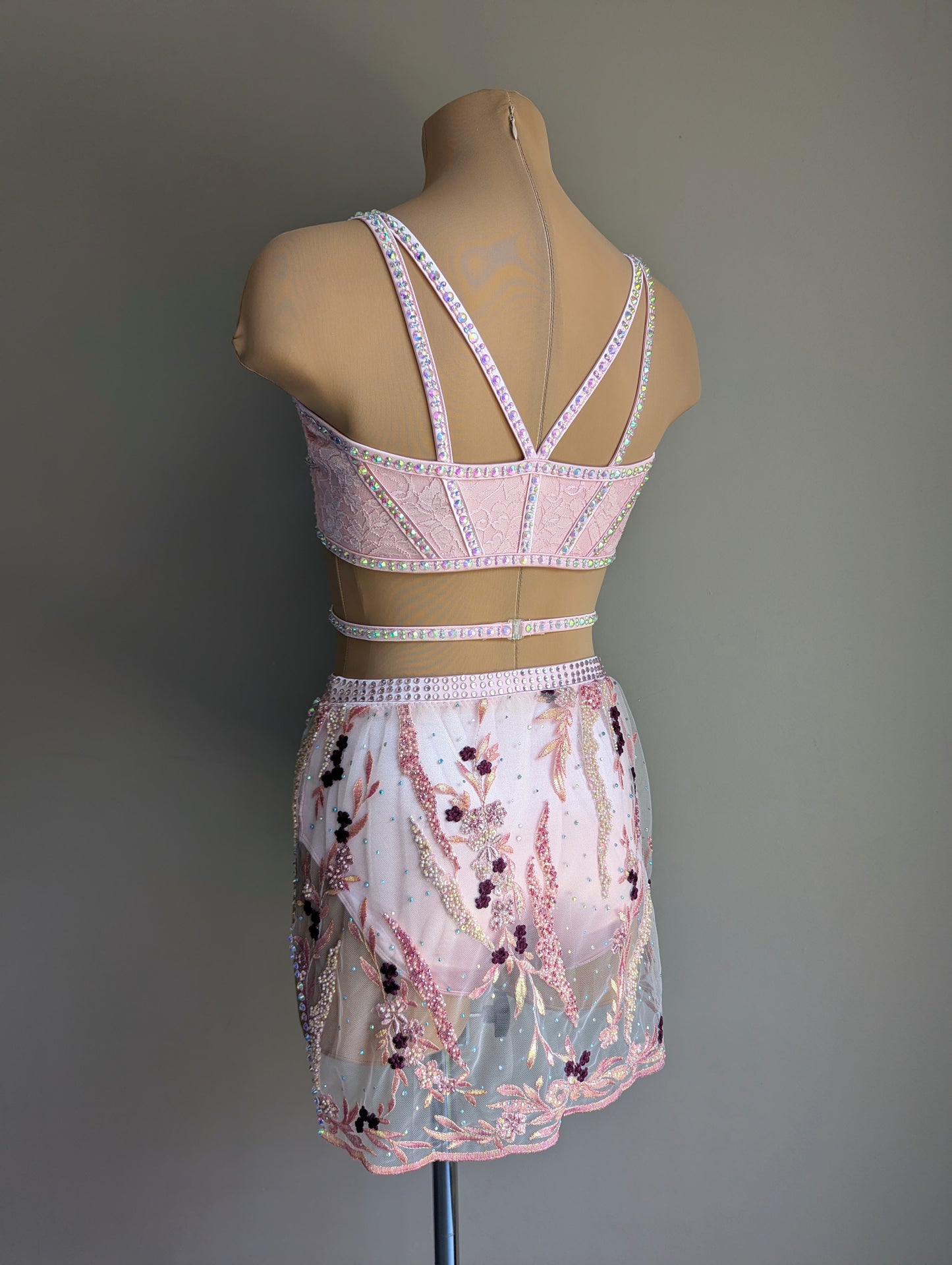 Cherish Bloom Pastel Pink Satin: Burgundy Accents - Limited Edition Costume 