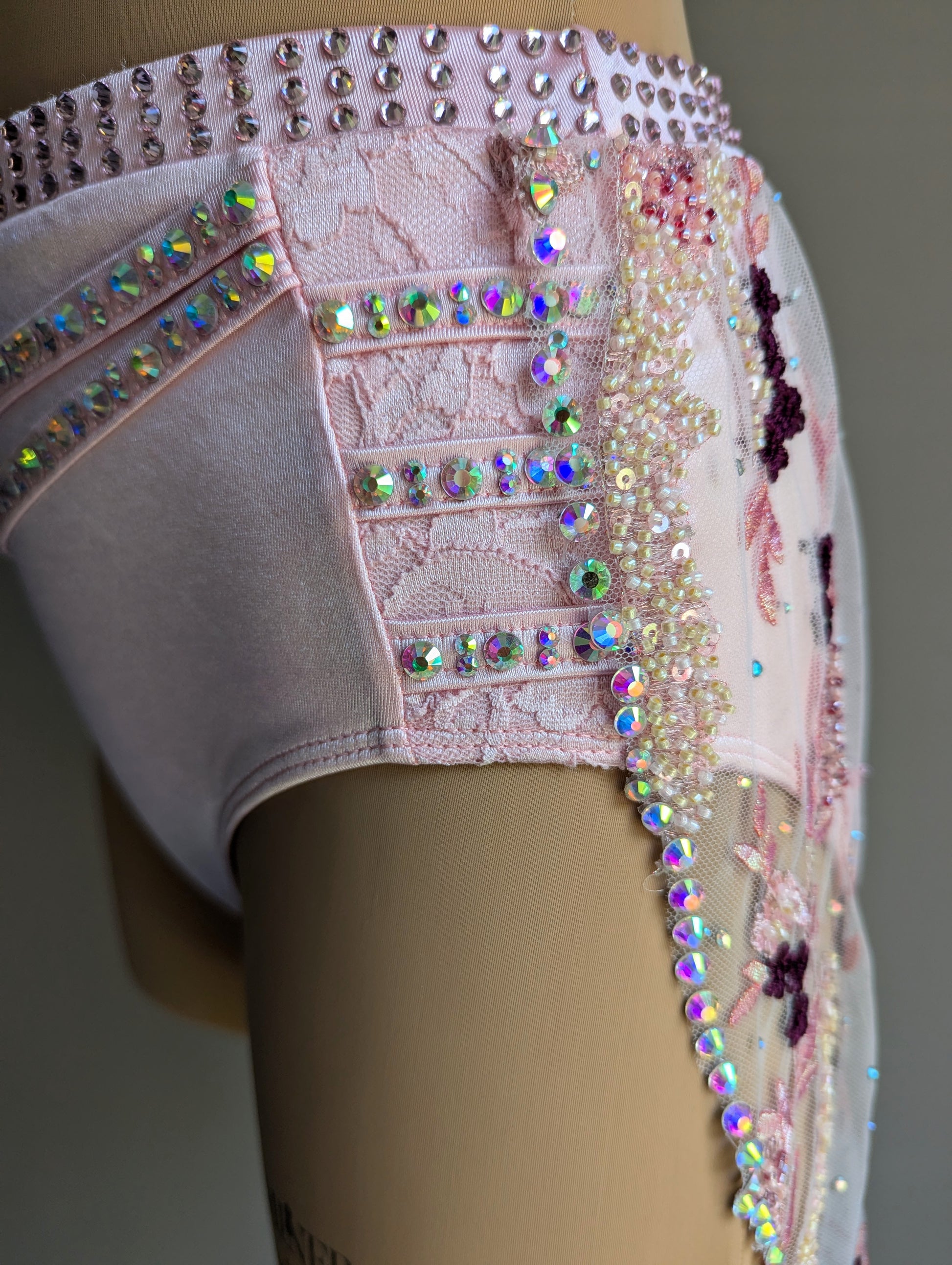 Cherish Bloom Pastel Pink Satin: Burgundy Accents - Limited Edition Costume 