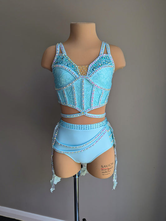 Cherish Bloom Sky Blue Lycra: Freeform Hem Skirt - Limited Edition Costume 