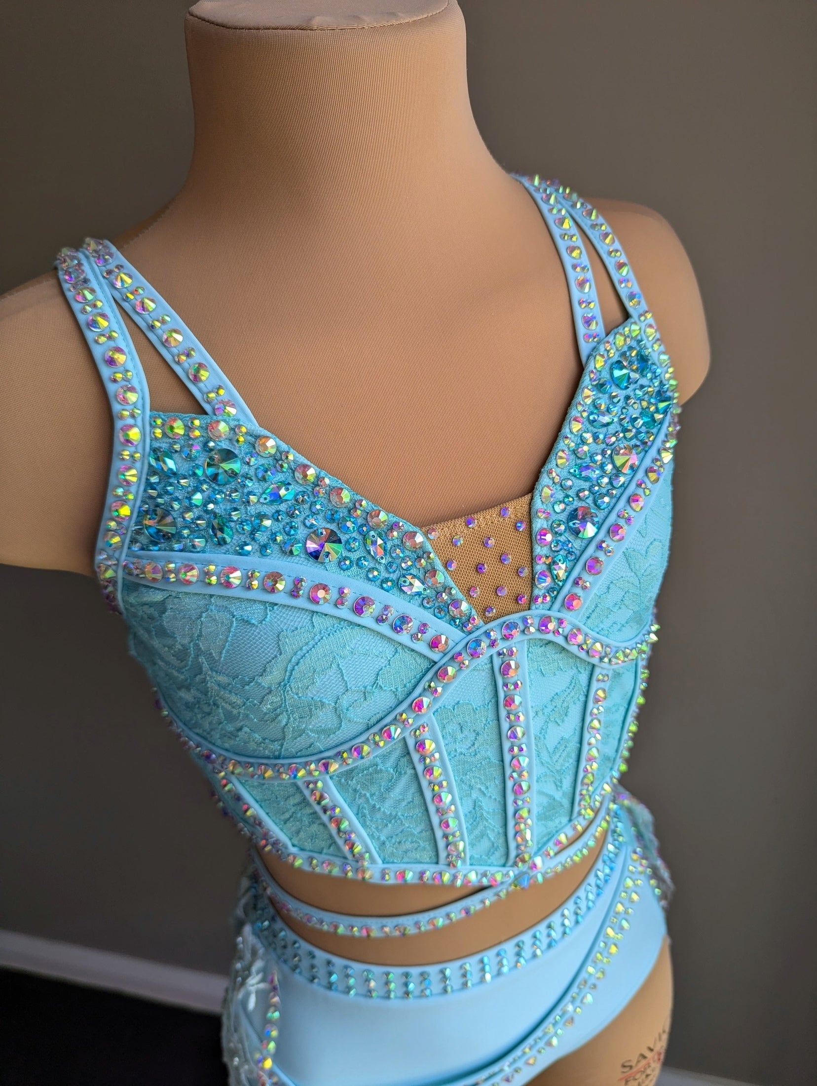 Cherish Bloom Sky Blue Lycra: Freeform Hem Skirt - Limited Edition Costume 