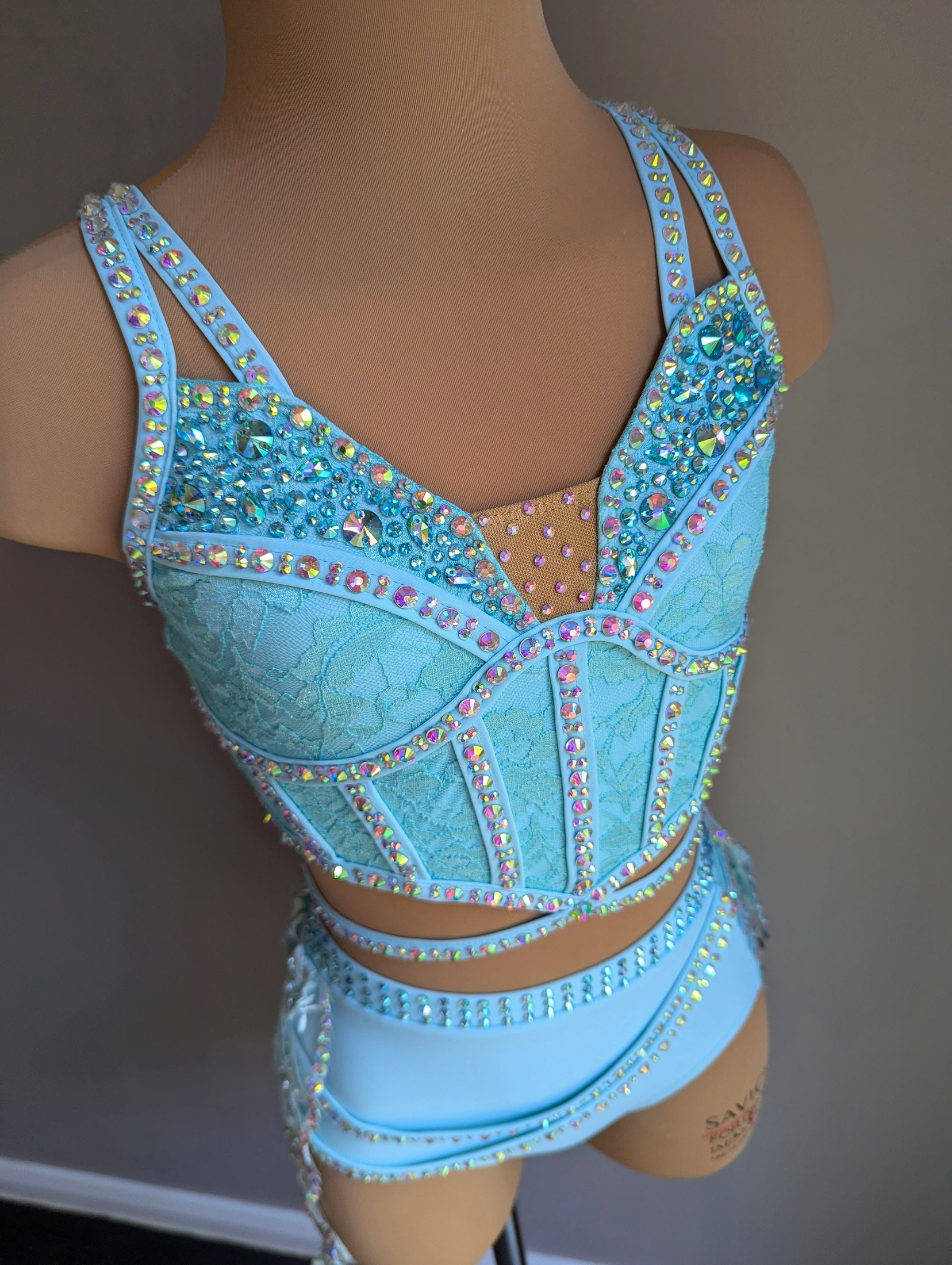 Cherish Bloom Sky Blue Lycra: Freeform Hem Skirt - Limited Edition Costume 