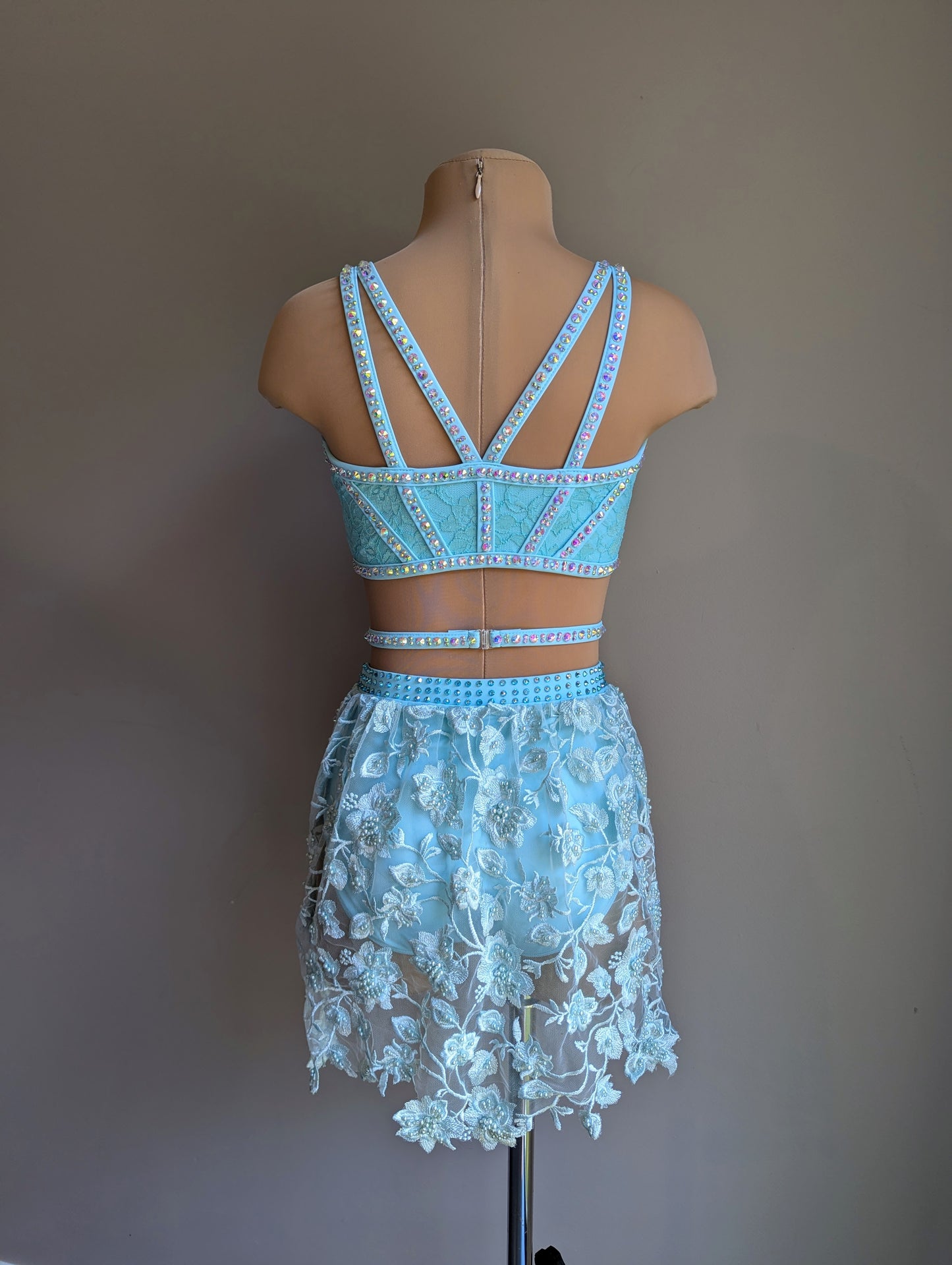 Cherish Bloom Sky Blue Lycra: Freeform Hem Skirt - Limited Edition Costume 