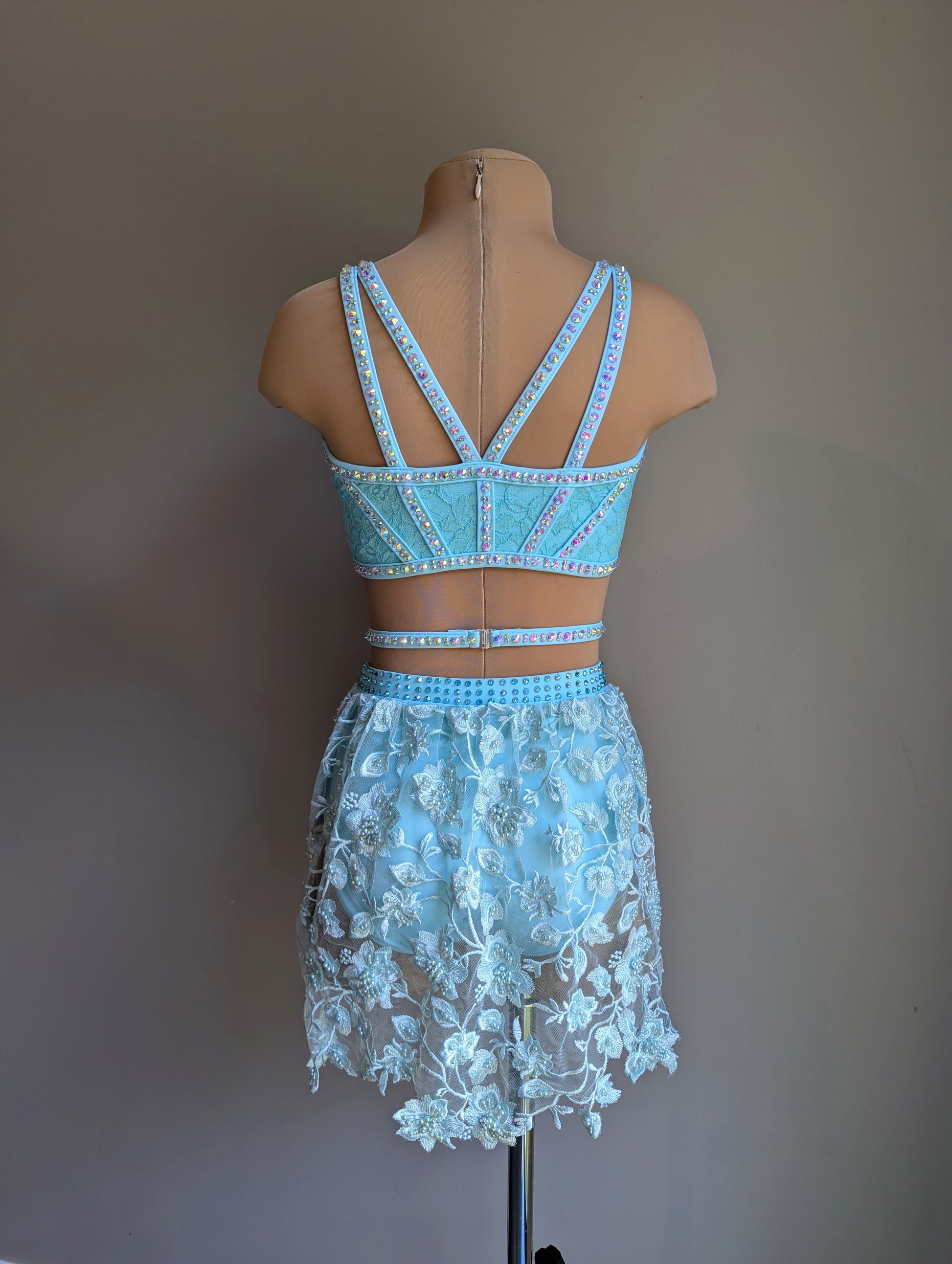 Cherish Bloom Sky Blue Lycra: Freeform Hem Skirt - Limited Edition Costume 