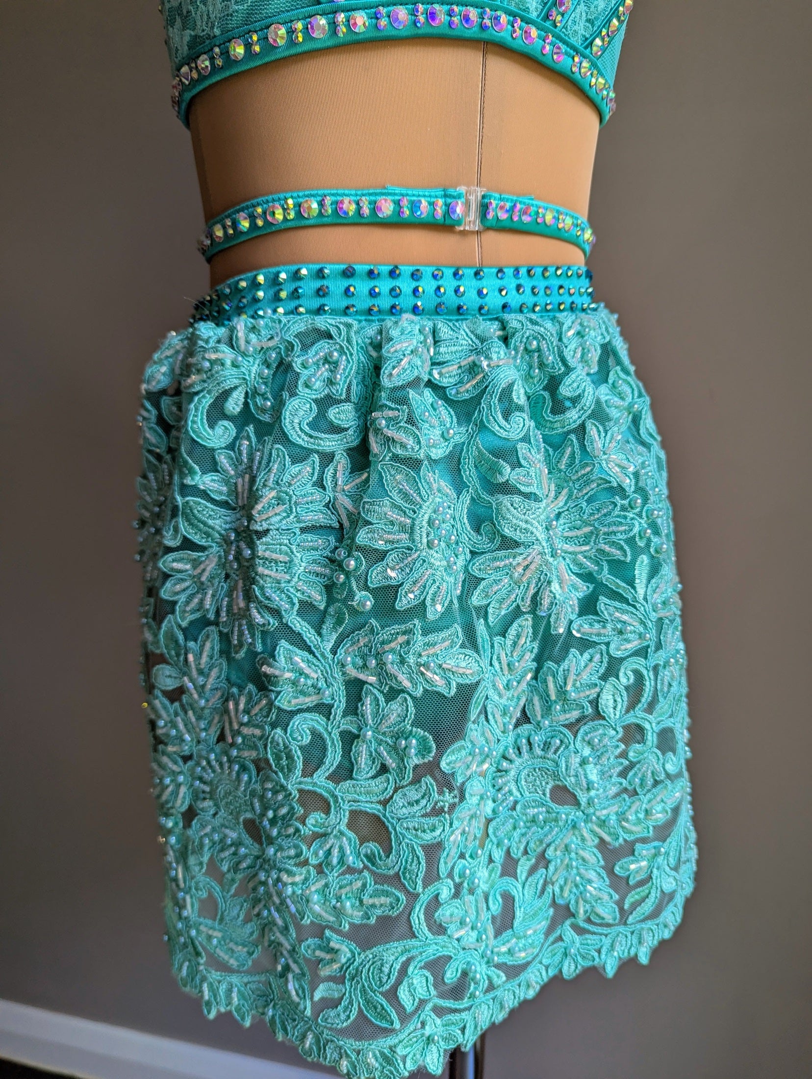 Cherish Bloom Mint Satin: Lace Hem - Limited Edition Costume 