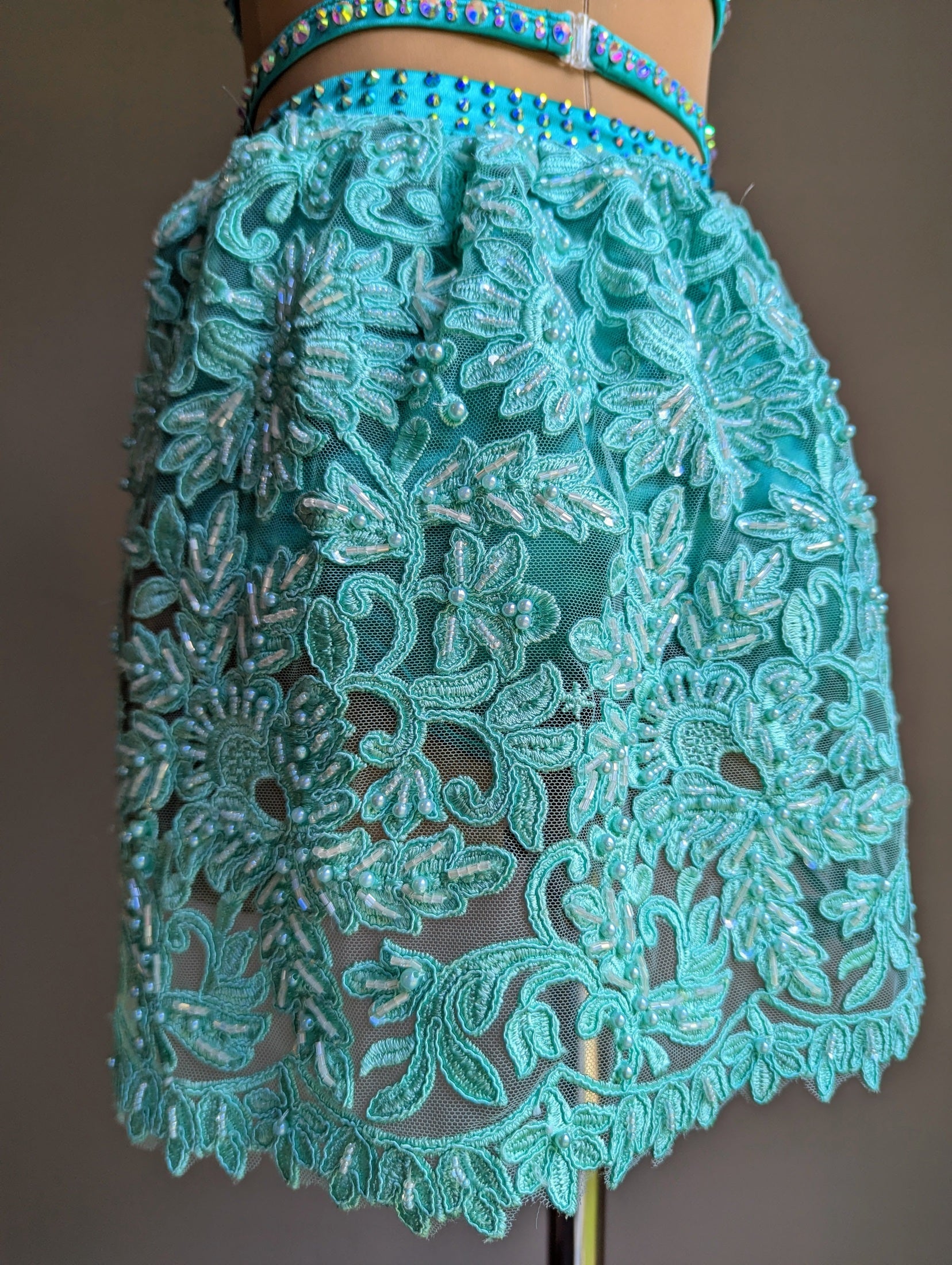 Cherish Bloom Mint Satin: Lace Hem - Limited Edition Costume 