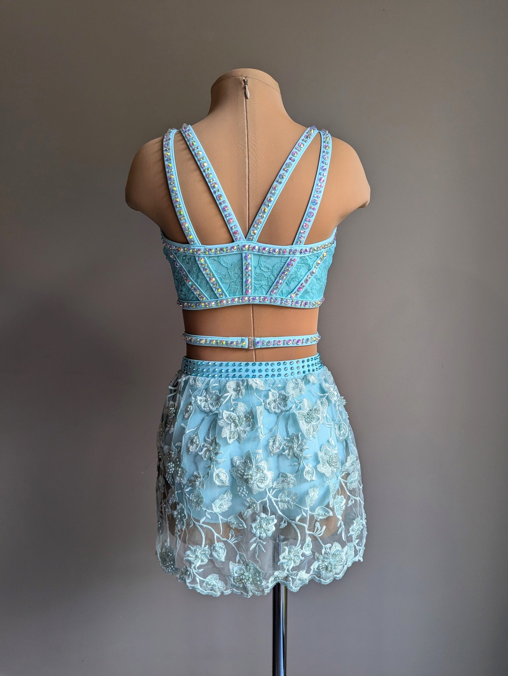 Cherish Bloom Sky Blue Lycra: Lace Hem Skirt - Limited Edition Costume 