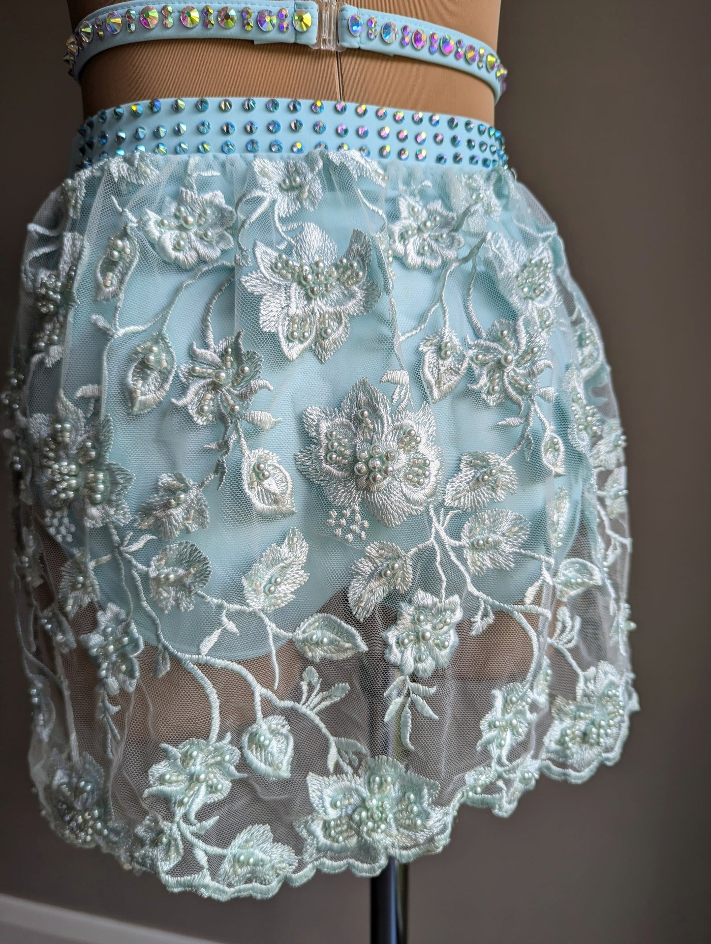Cherish Bloom Sky Blue Lycra: Lace Hem Skirt - Limited Edition Costume 
