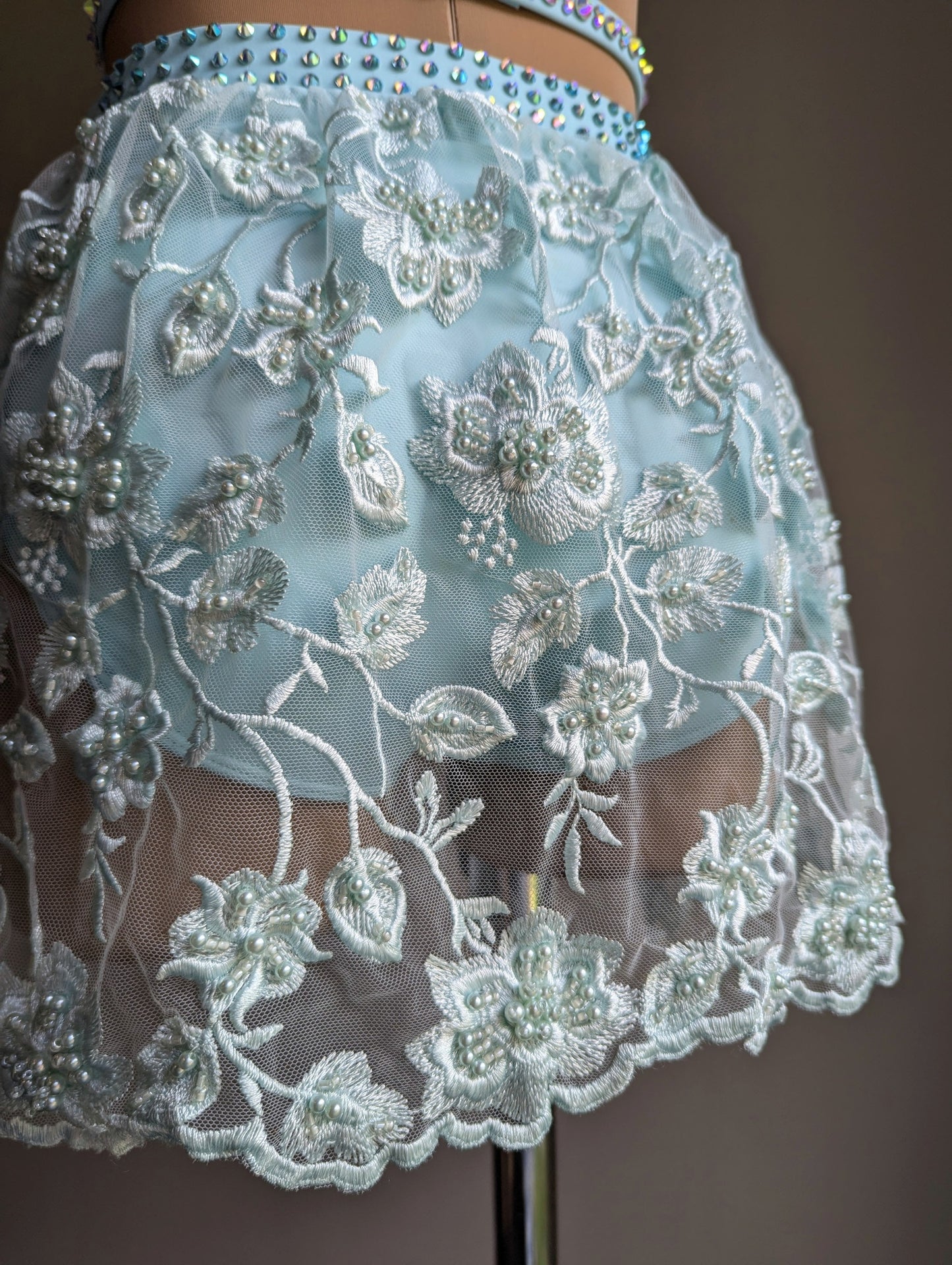 Cherish Bloom Sky Blue Lycra: Lace Hem Skirt - Limited Edition Costume 