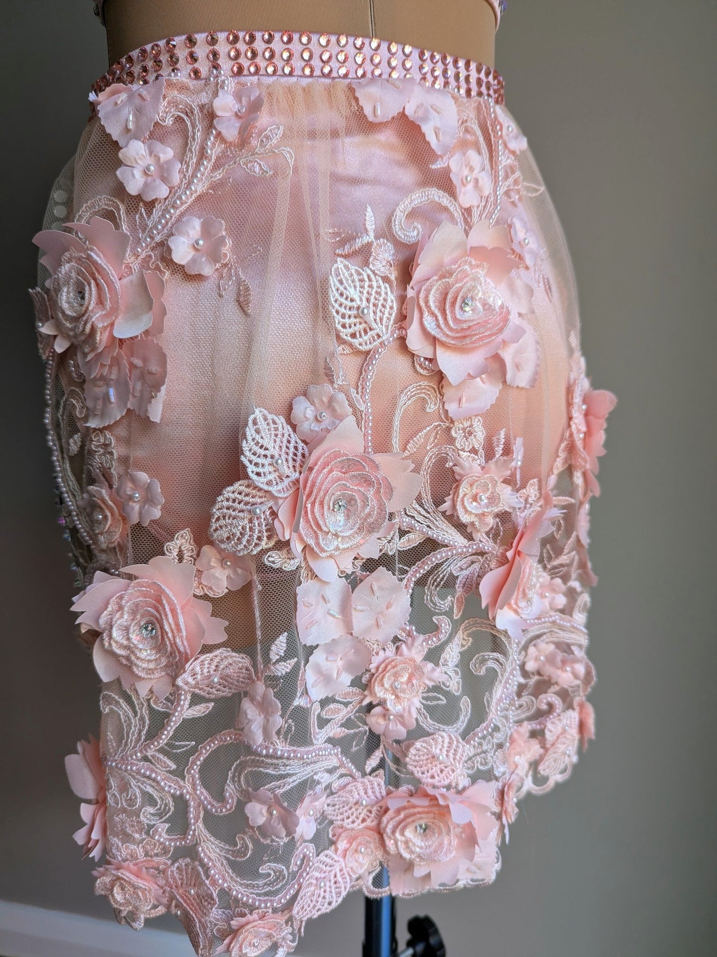 Cherish Bloom Blush Pink Satin: Intricate Skirt - Limited Edition Costume 