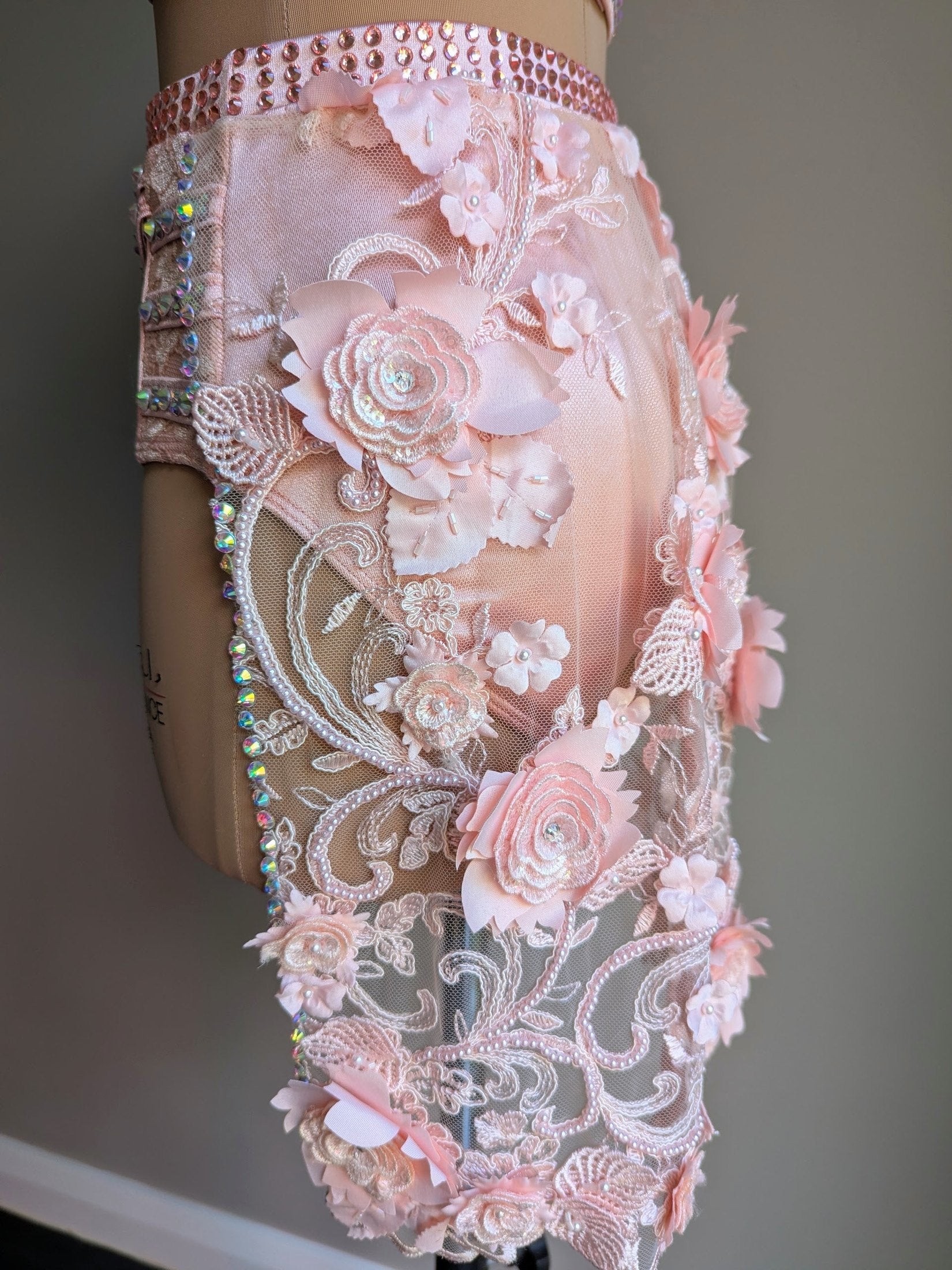 Cherish Bloom Blush Pink Satin: Intricate Skirt - Limited Edition Costume 