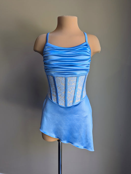 Angelina Base - Cornflower Blue Satin & Lace 