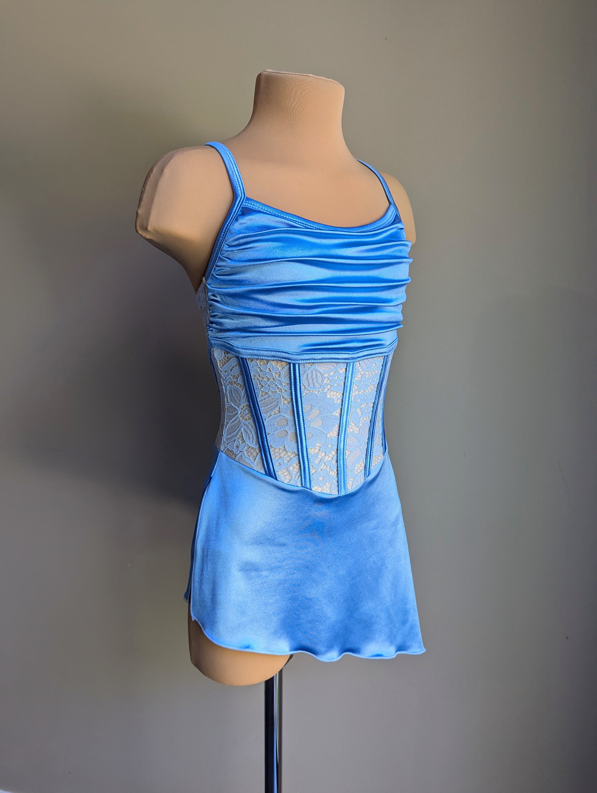 Angelina Base - Cornflower Blue Satin & Lace 