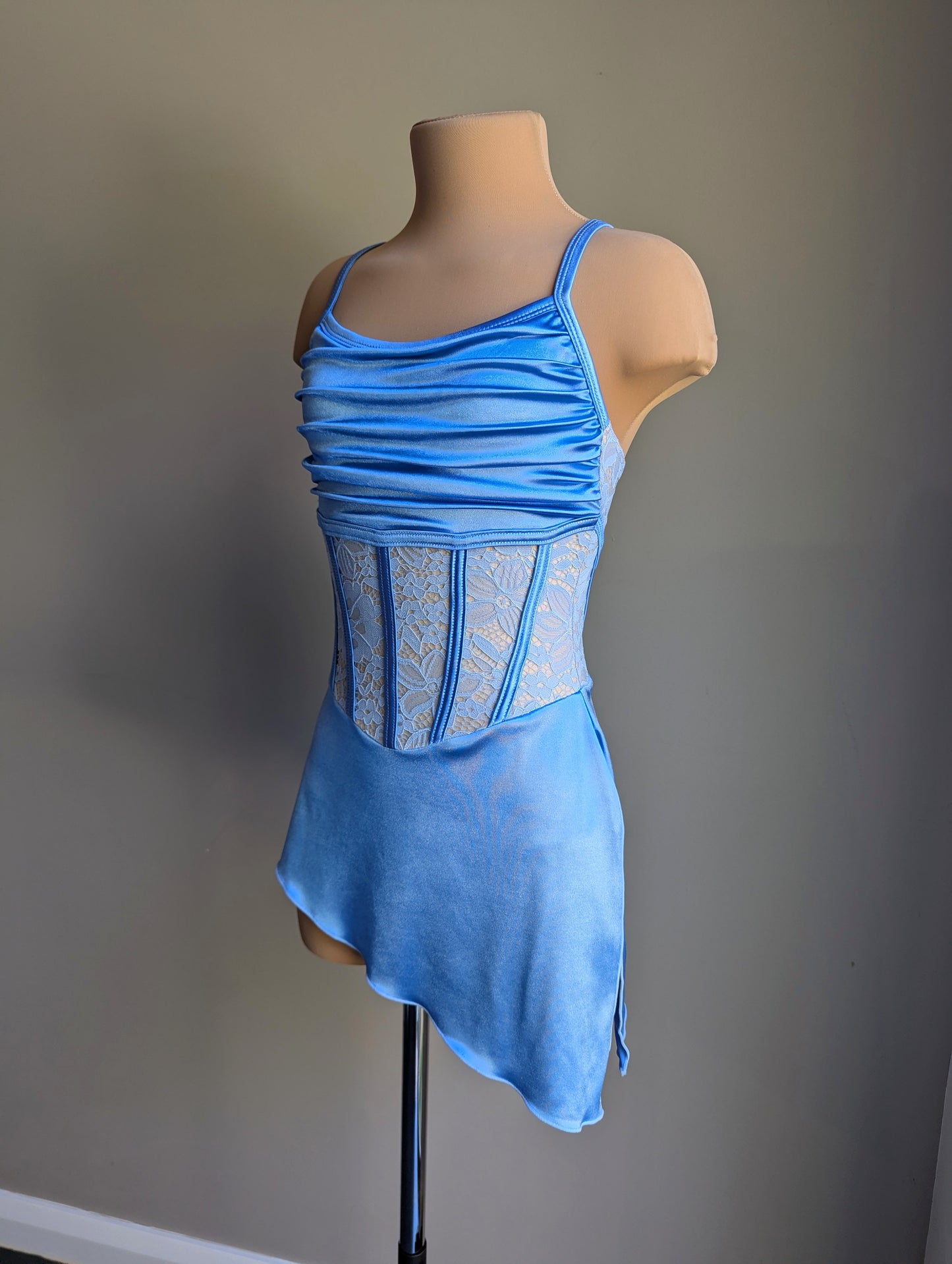 Angelina Base - Cornflower Blue Satin & Lace 
