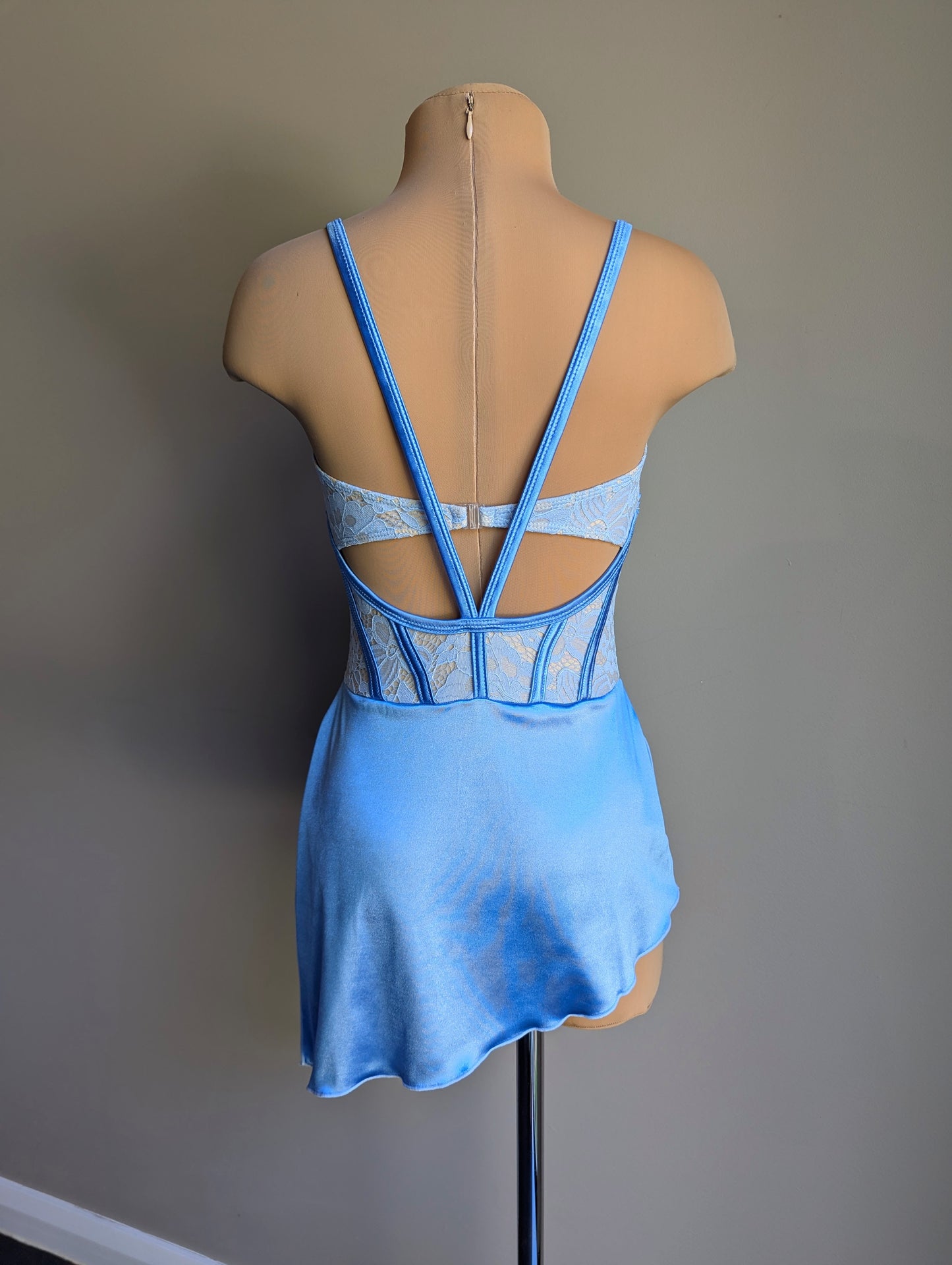 Angelina Base - Cornflower Blue Satin & Lace 