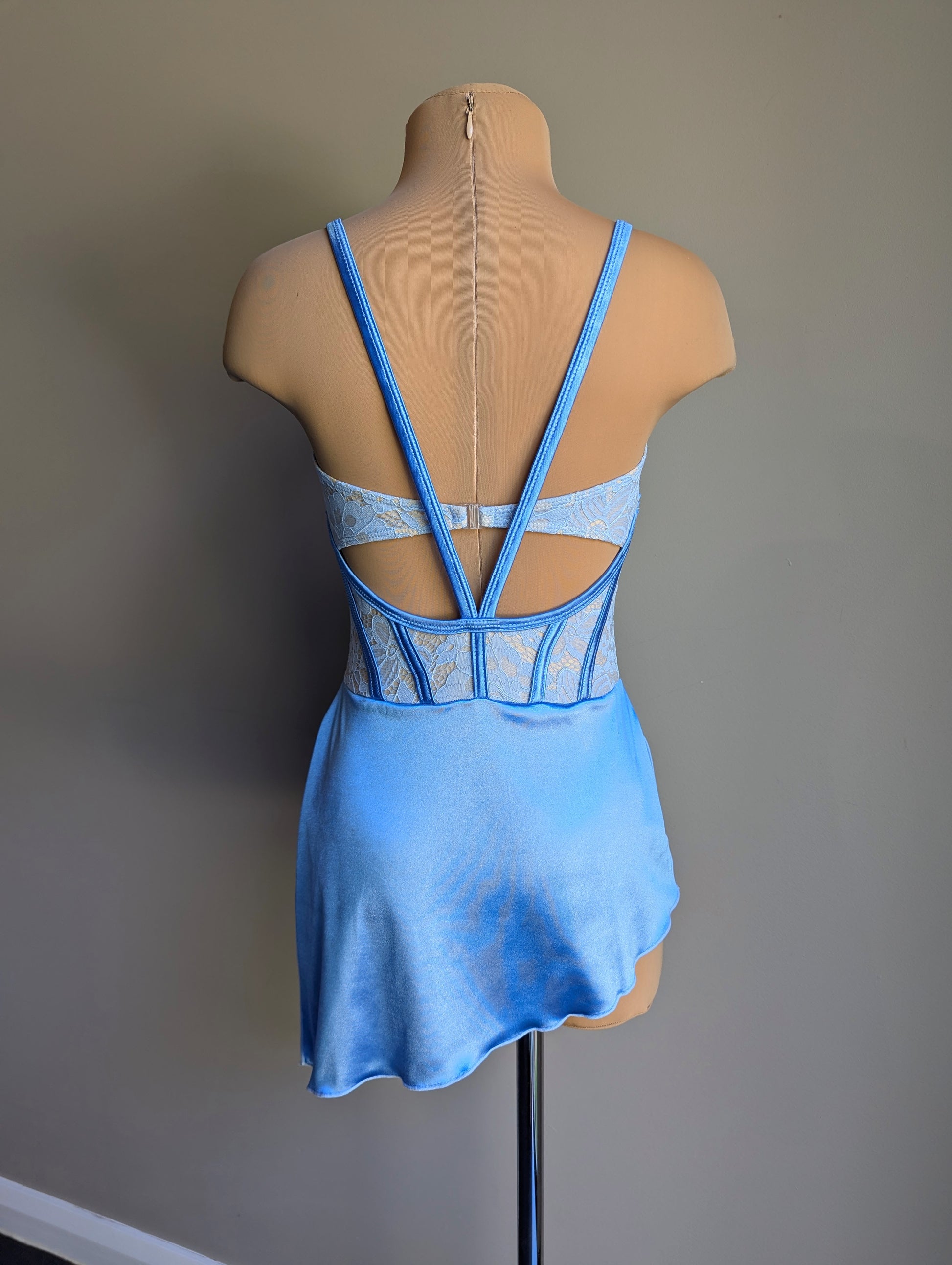 Angelina Base - Cornflower Blue Satin & Lace 