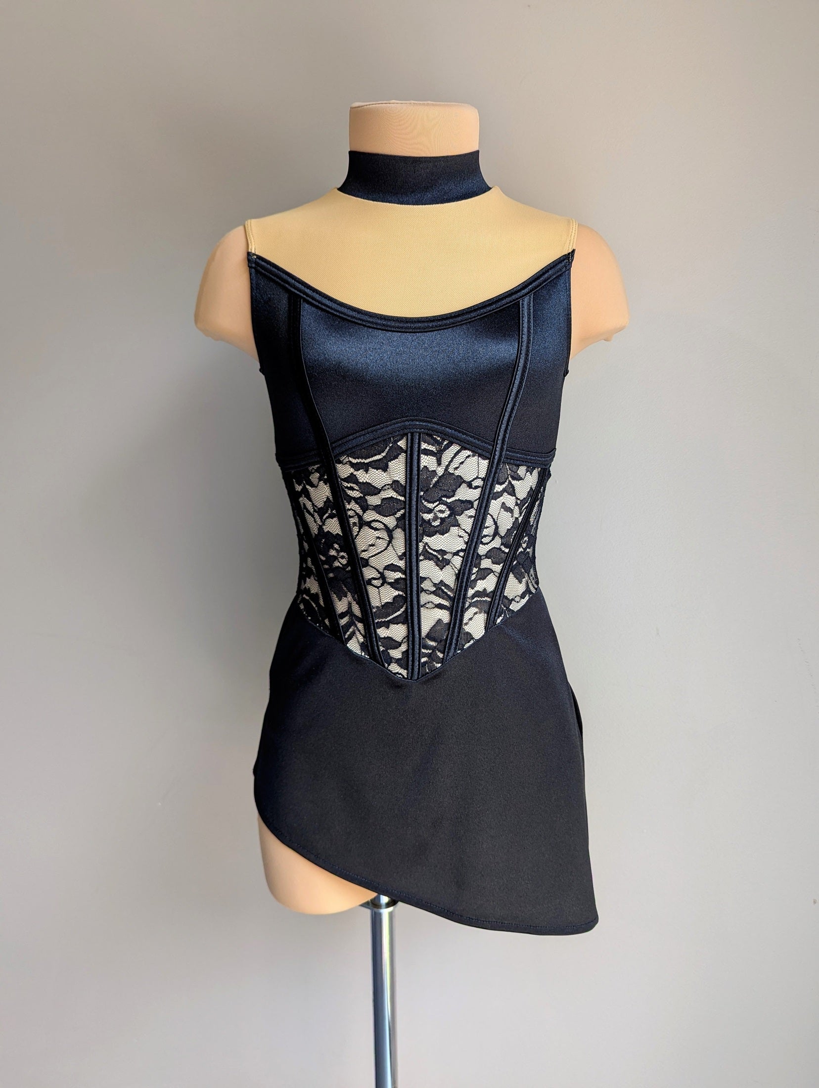 Silken Silence Base - Black Satin & Lace 