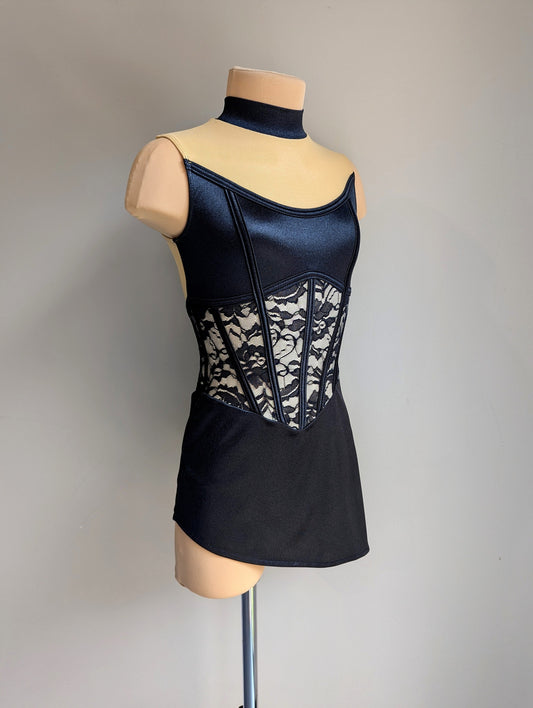 Silken Silence Base - Black Satin & Lace 