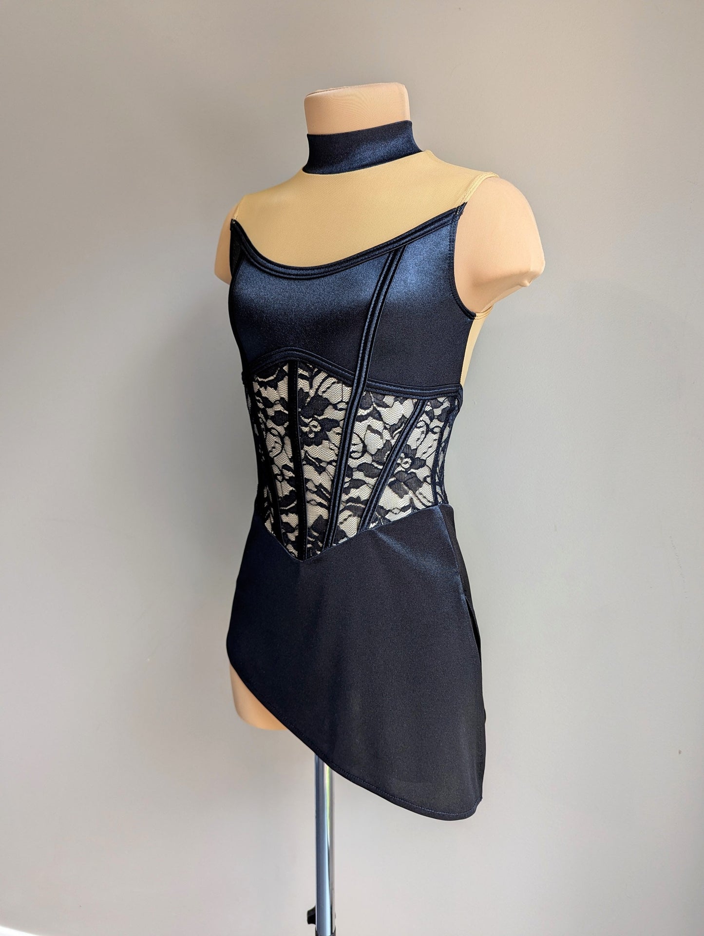 Silken Silence Base - Black Satin & Lace 