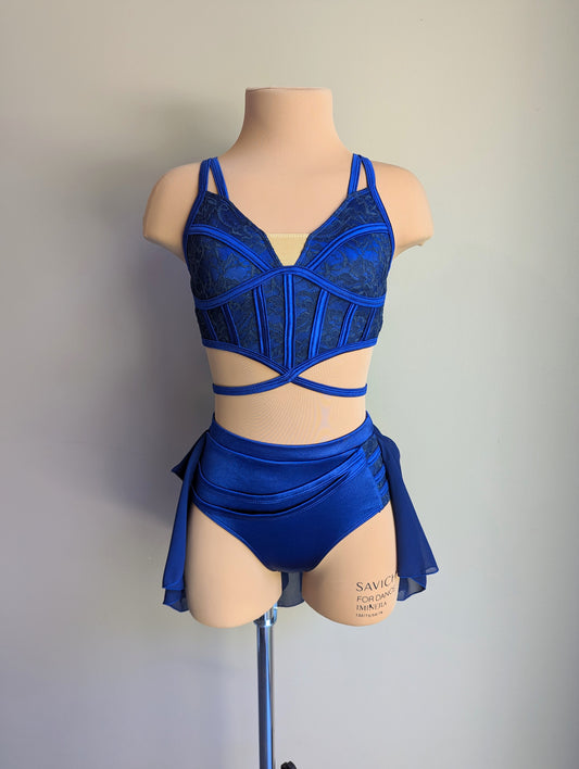 Cherish Set- Navy Satin & Lace 
