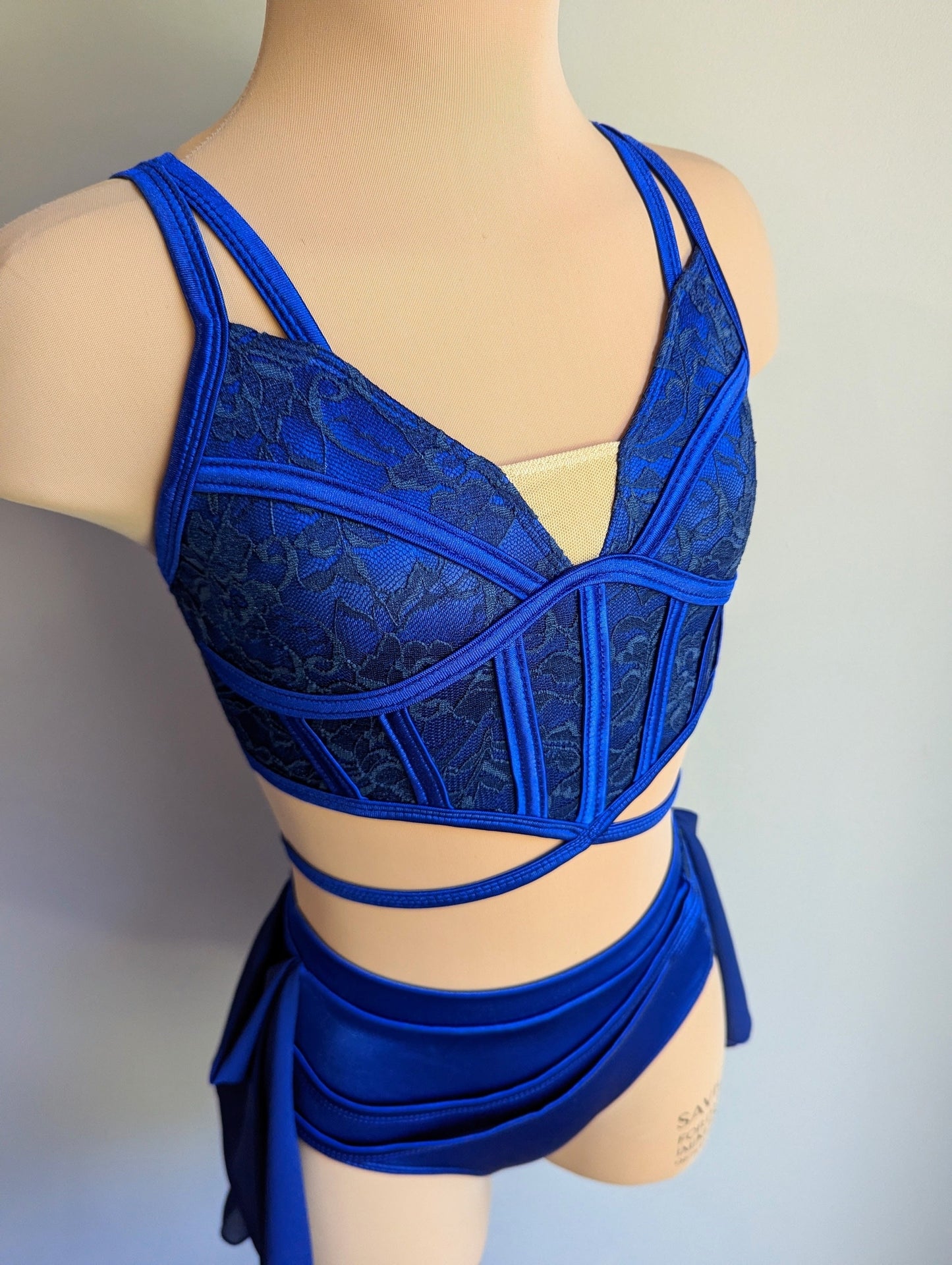 Cherish Set- Navy Satin & Lace 