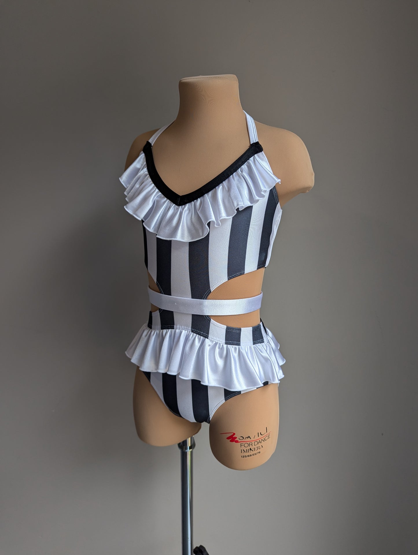 Midnight Masquerade Leo - Black & White Stripe Lycra