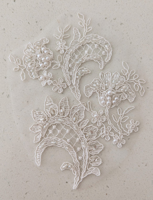 Sophia Beaded Lace Appliqué - Ivory 1 Colour 