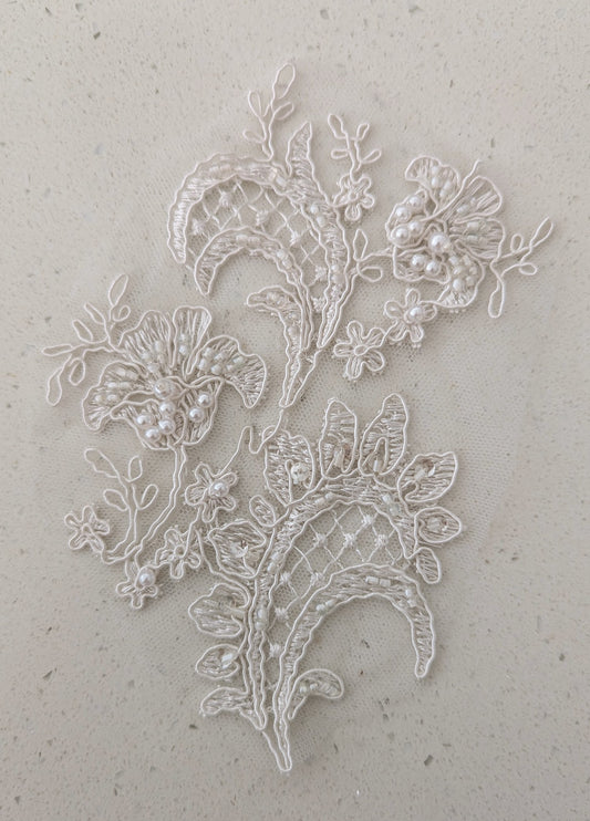 Sophia Beaded Lace Appliqué - Ivory 1 Colour 