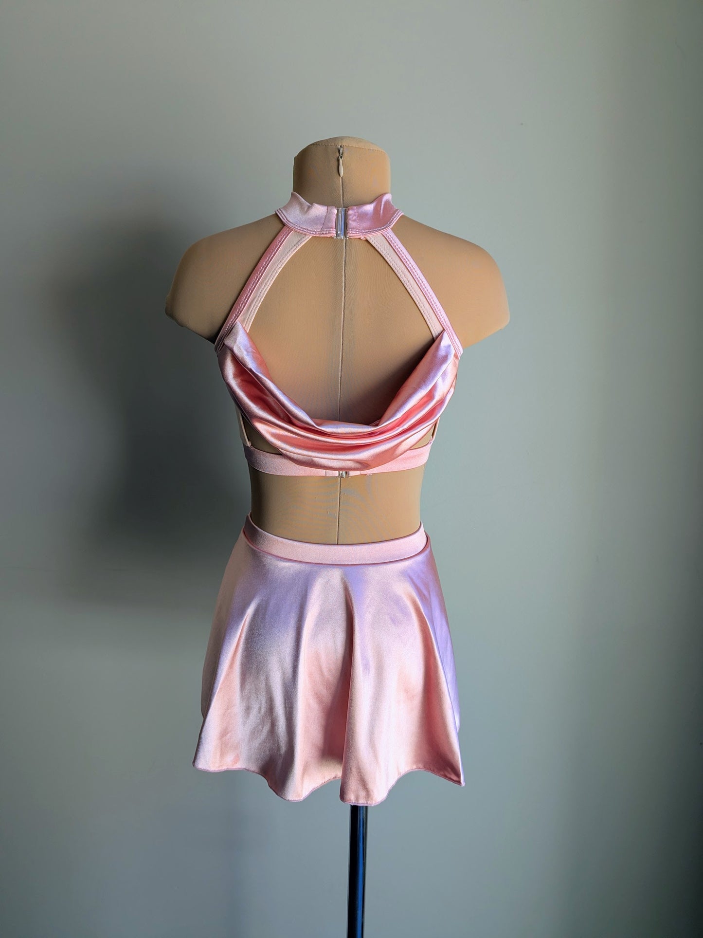 Sunset - Coral Satin with Lace appliqué added by DMDC 