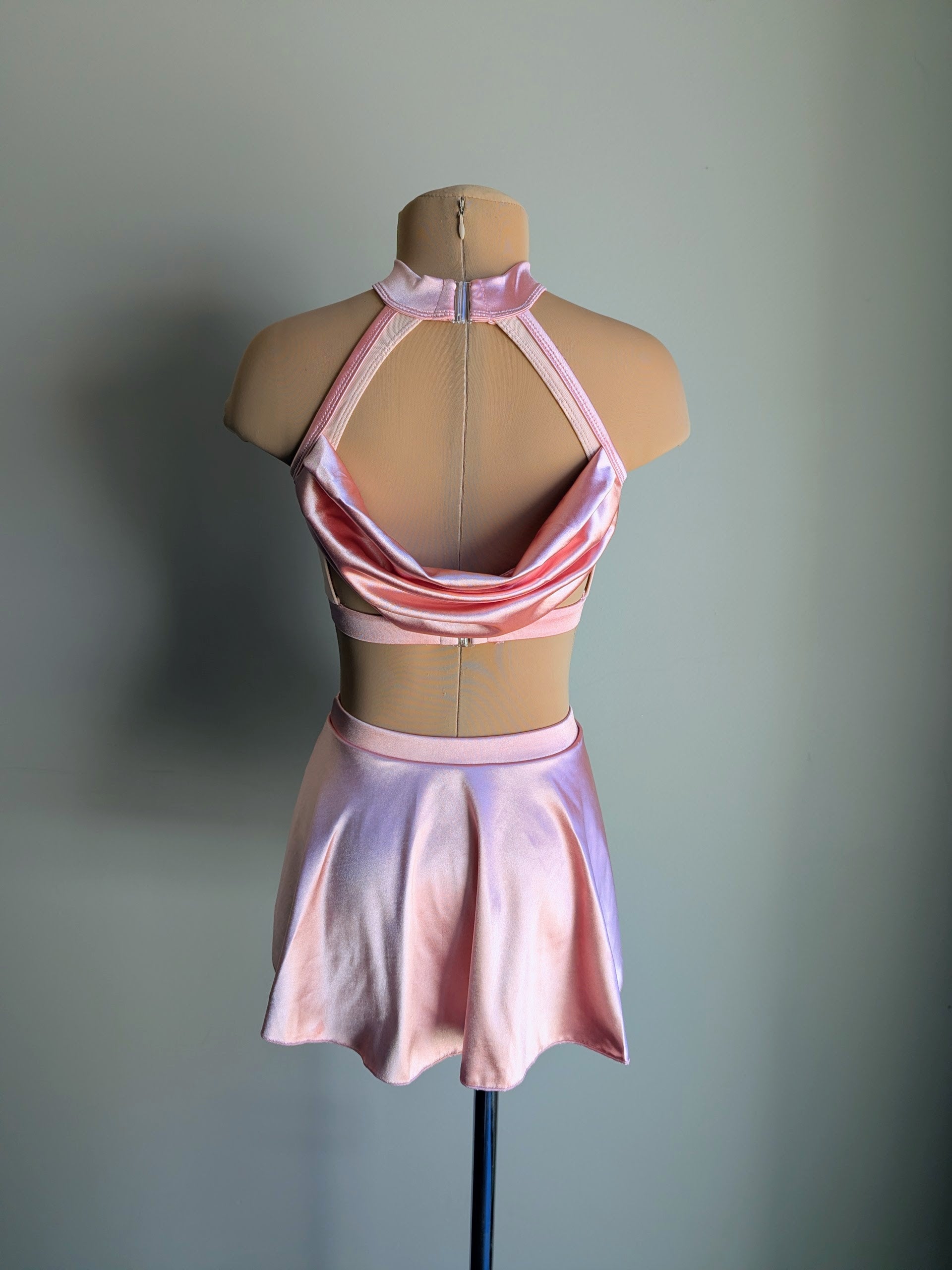 Sunset - Coral Satin with Lace appliqué added by DMDC 