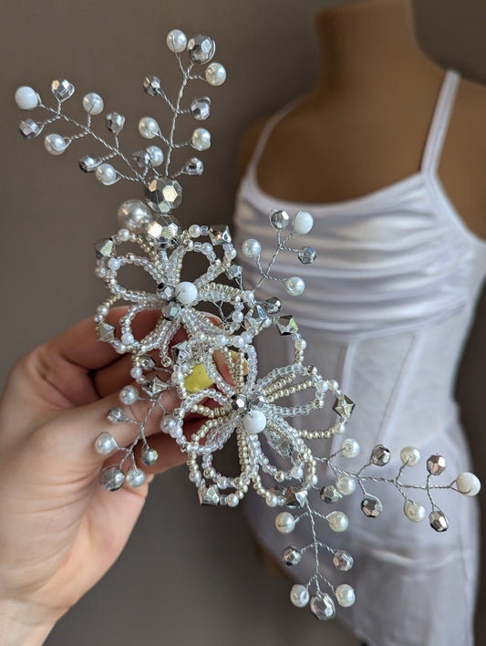 Headpiece - White/Silver 