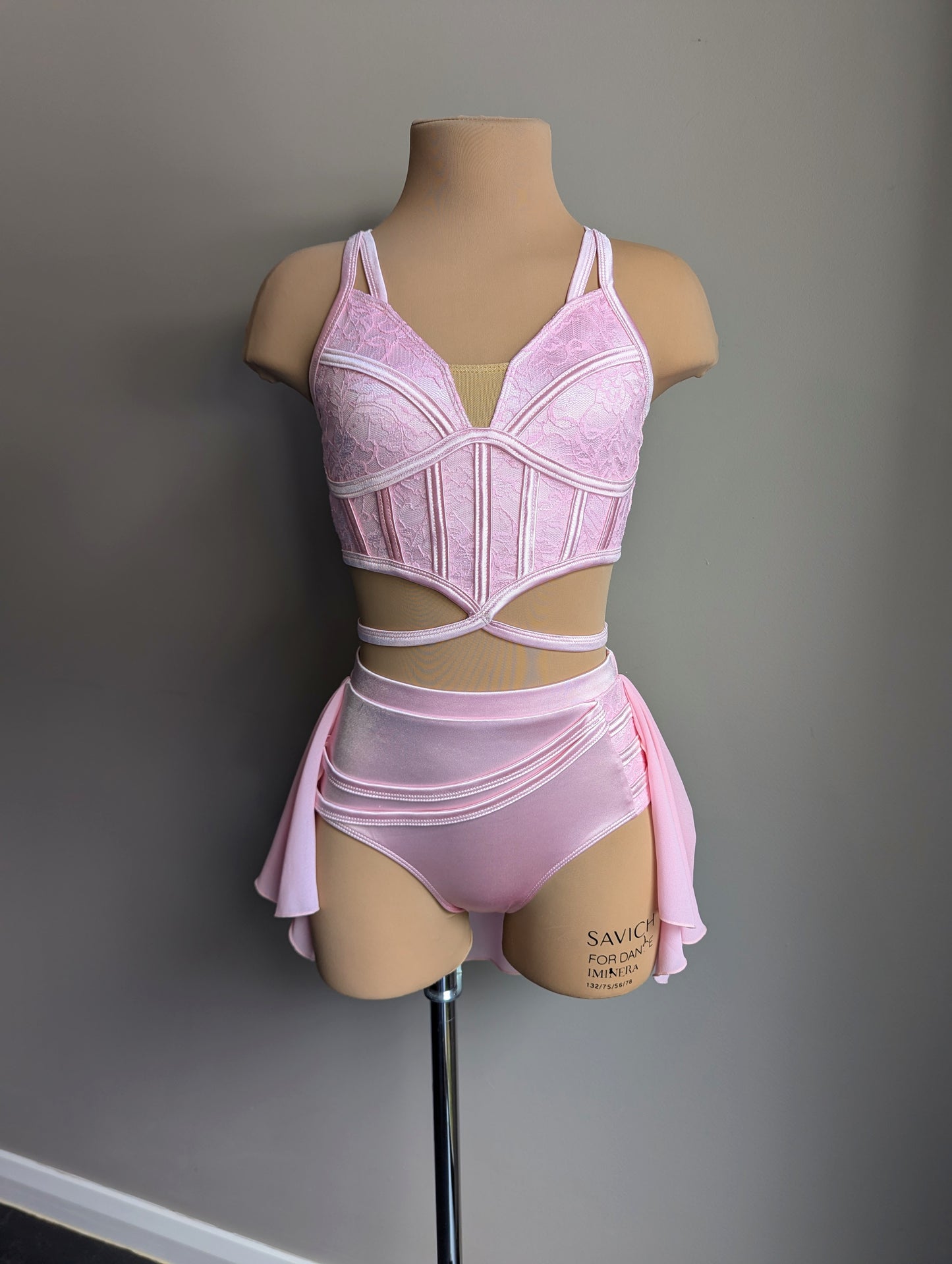 Cherish Set- Pastel Pink Satin & Lace