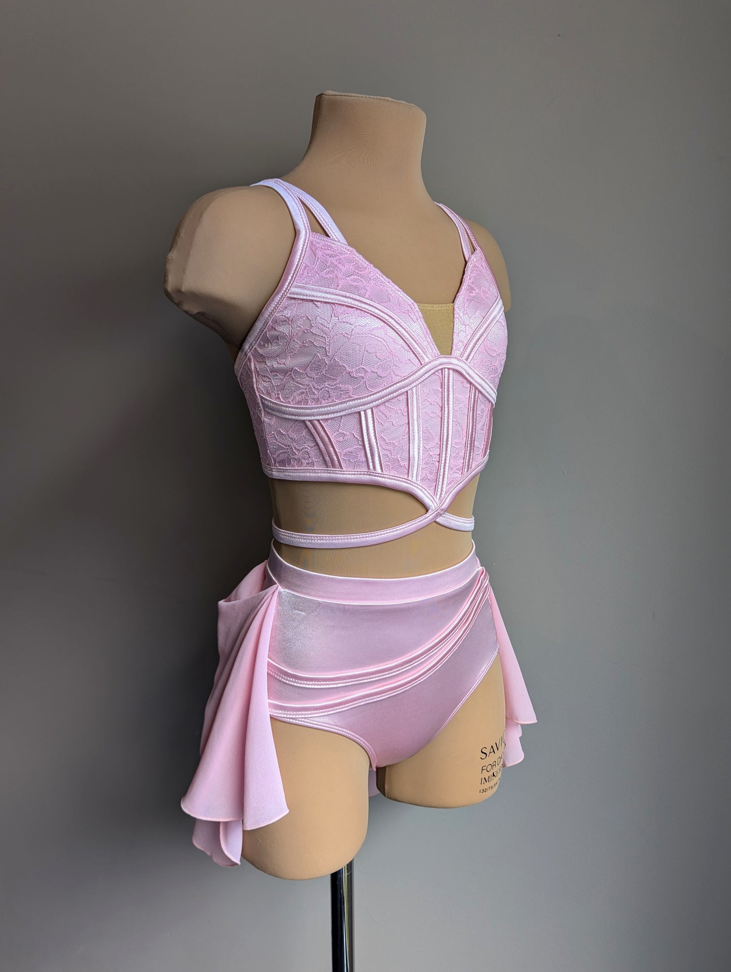 Cherish Set- Pastel Pink Satin & Lace