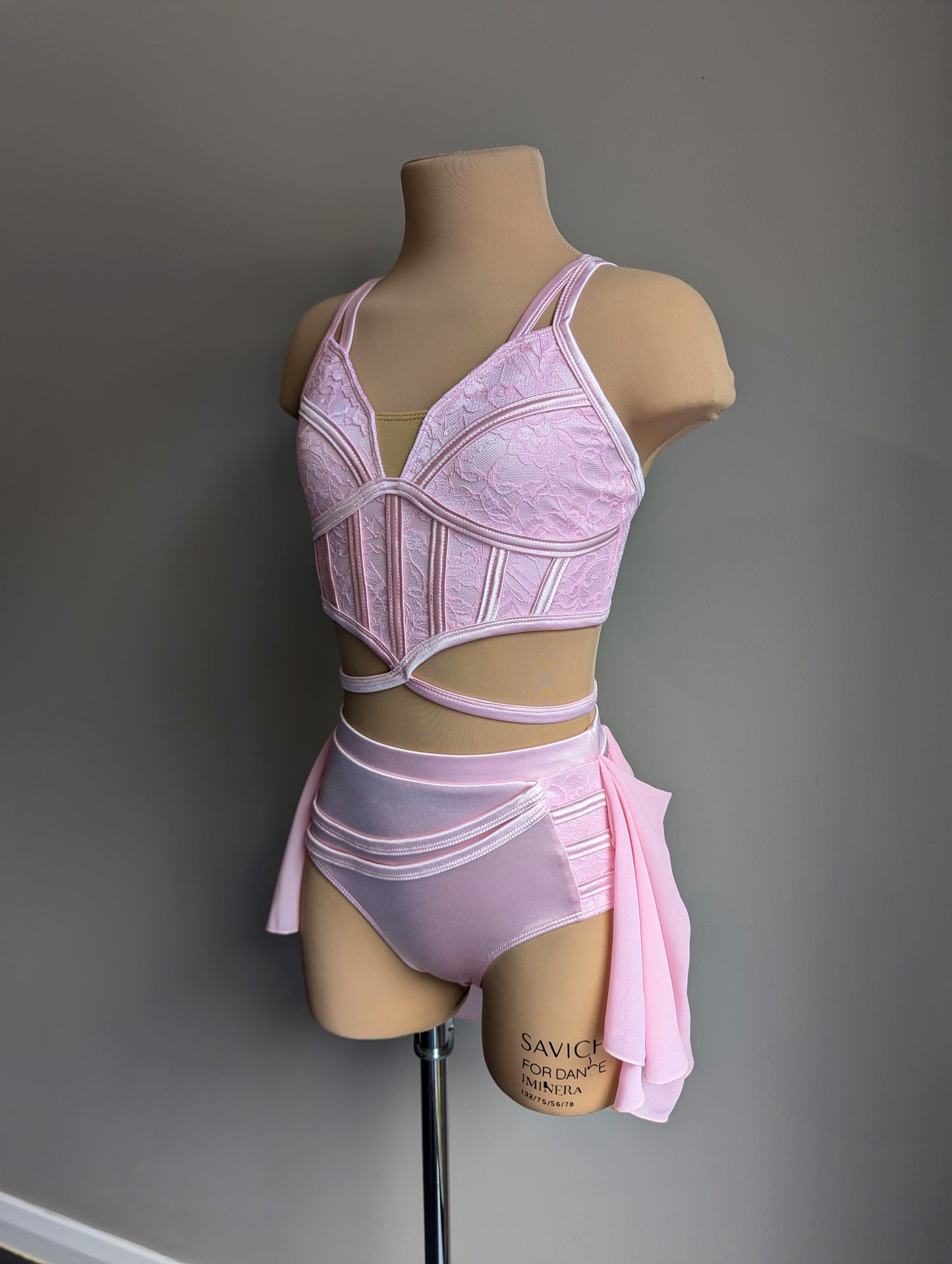 Cherish Set- Pastel Pink Satin & Lace