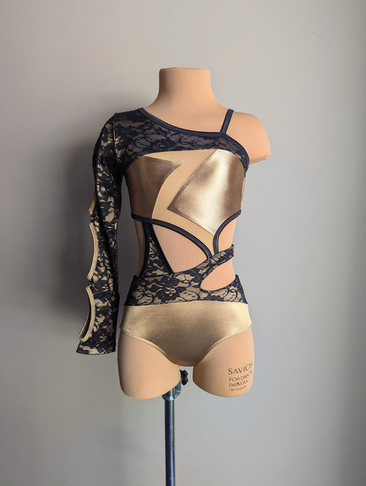 Shadow Leo - Bronze Satin & Black Lace 