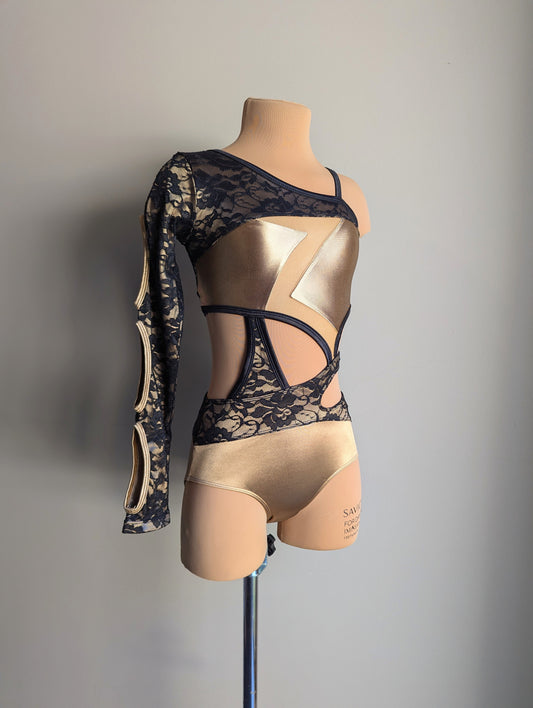 Shadow Leo - Bronze Satin & Black Lace 