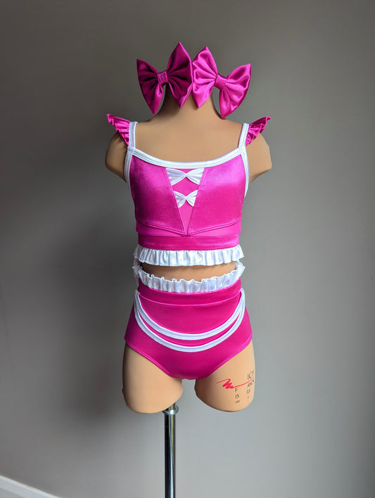 Pinky Promise - Hot Pink & White Satin 