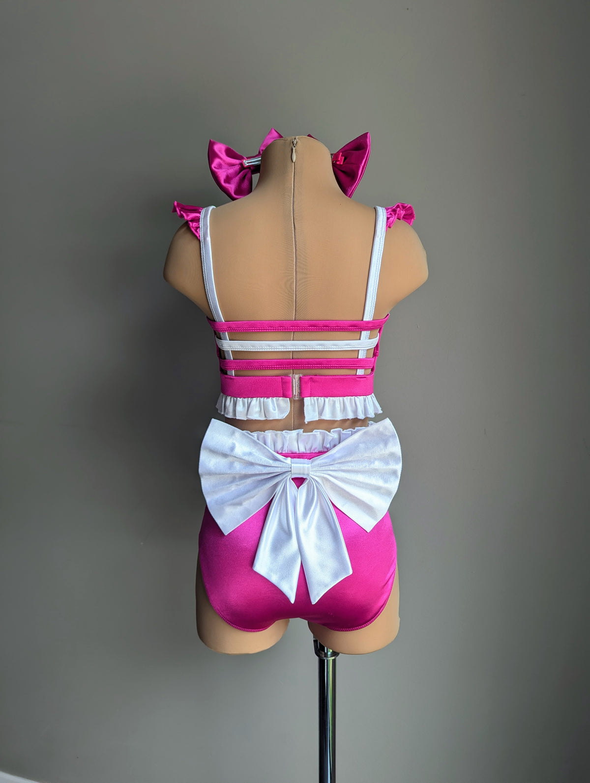 Pinky Promise - Hot Pink & White Satin