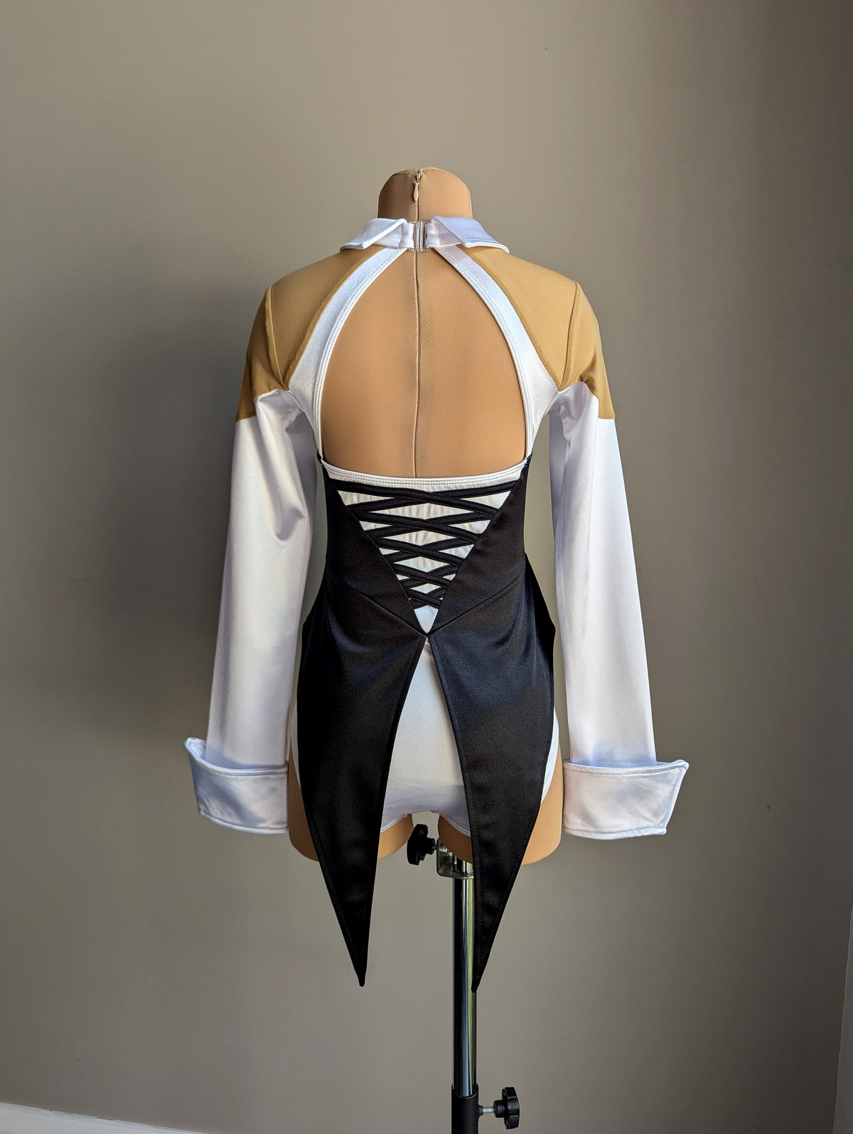 Showtime Tuxedo Leotard - Black & White Satin