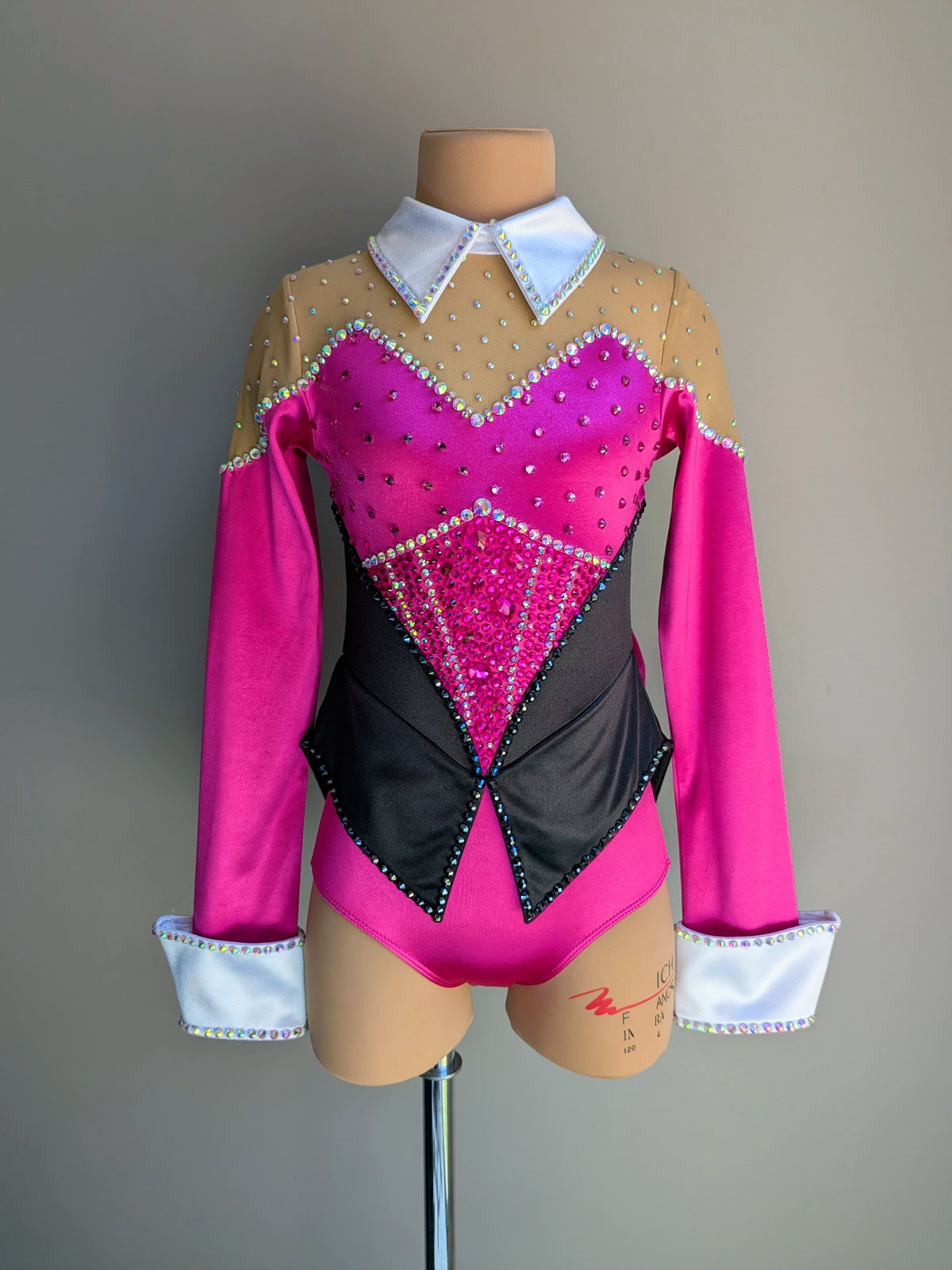 Showtime Tuxedo Leotard with Bow - Pink, Black & White Satin Dazzle Pack 