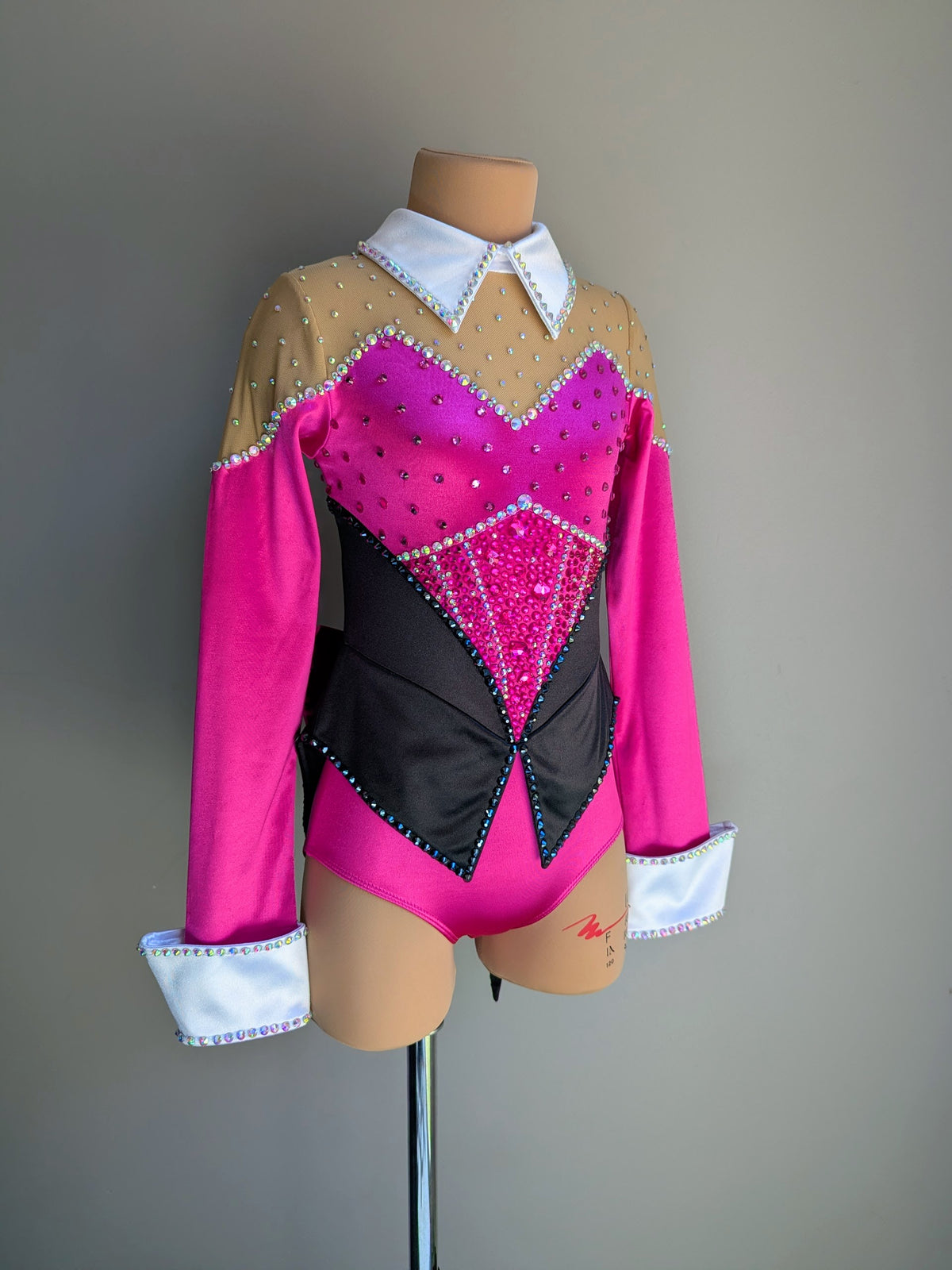 Showtime Tuxedo Leotard with Bow - Pink, Black & White Satin Dazzle Pack 