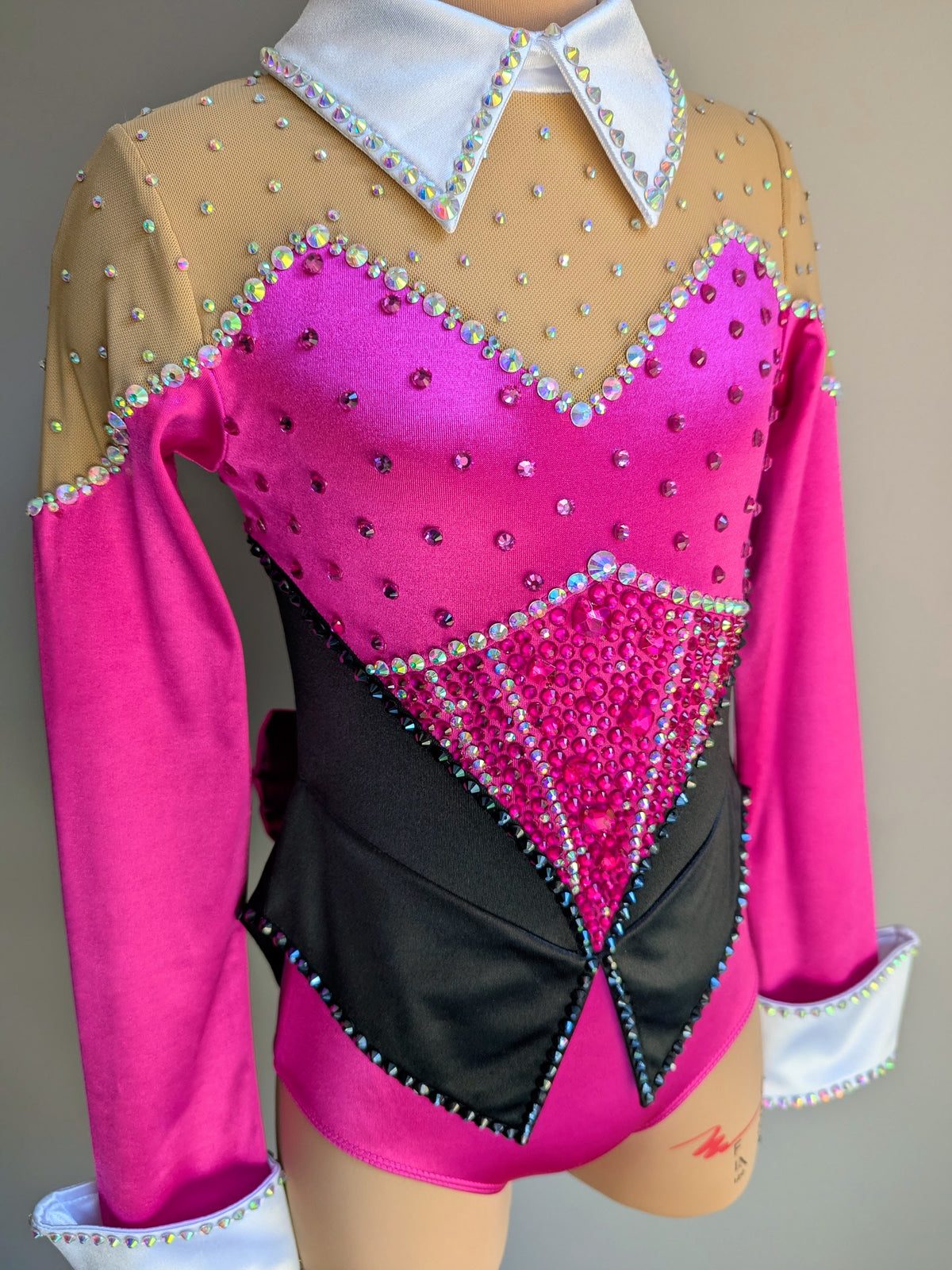 Showtime Tuxedo Leotard with Bow - Pink, Black & White Satin Dazzle Pack 